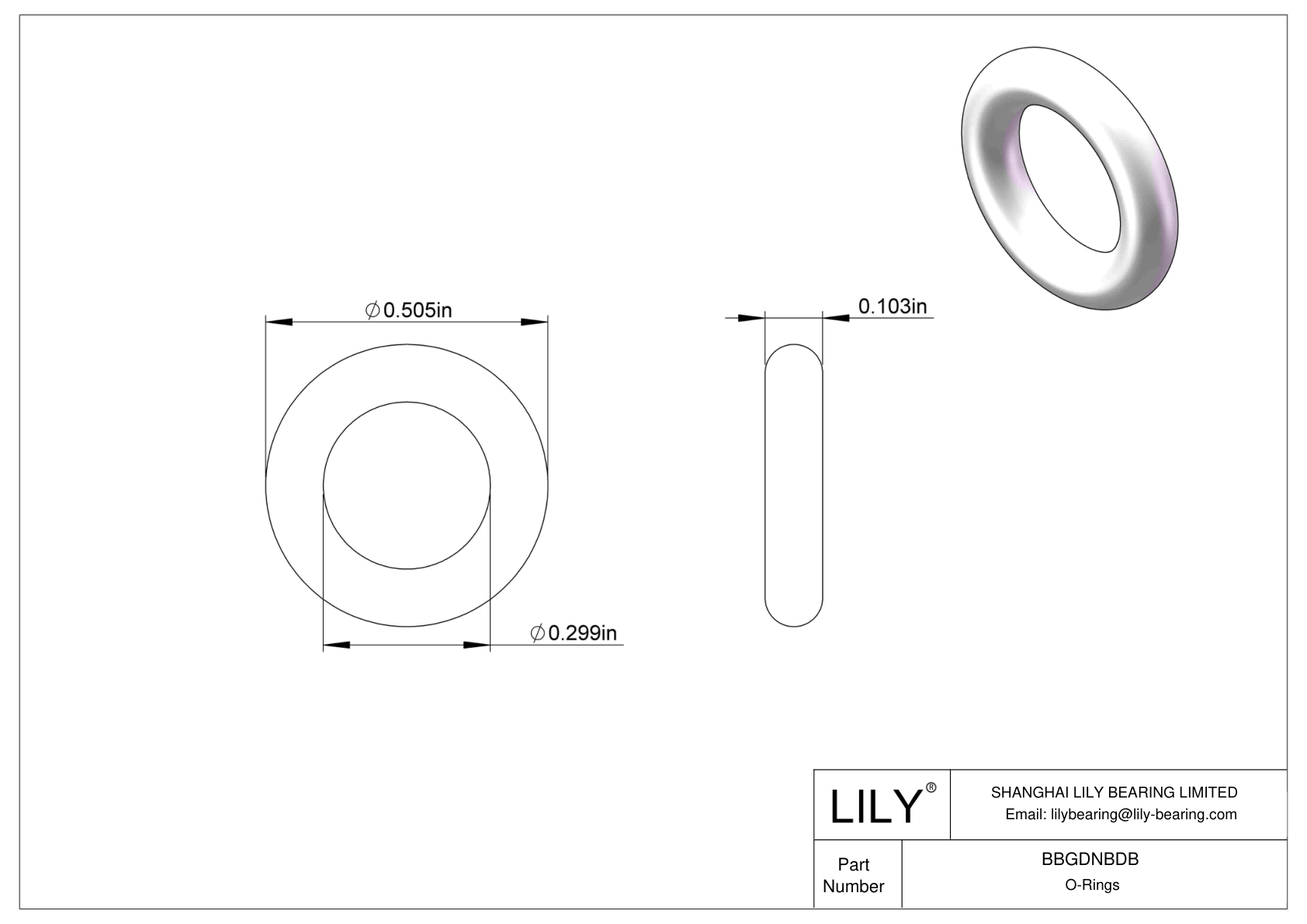 BBGDNBDB Chemical Resistant O-rings Round cad drawing