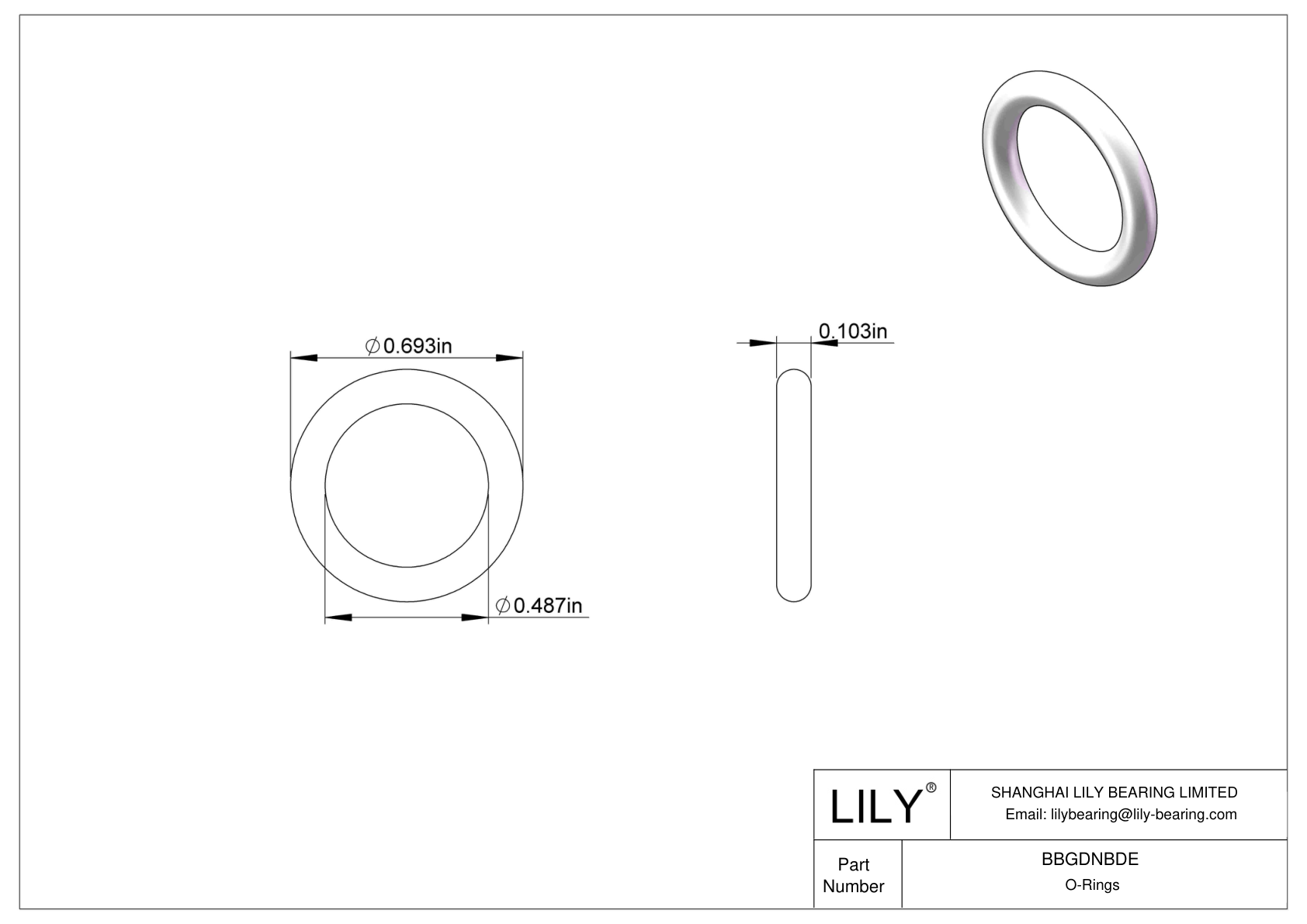 BBGDNBDE Chemical Resistant O-rings Round cad drawing