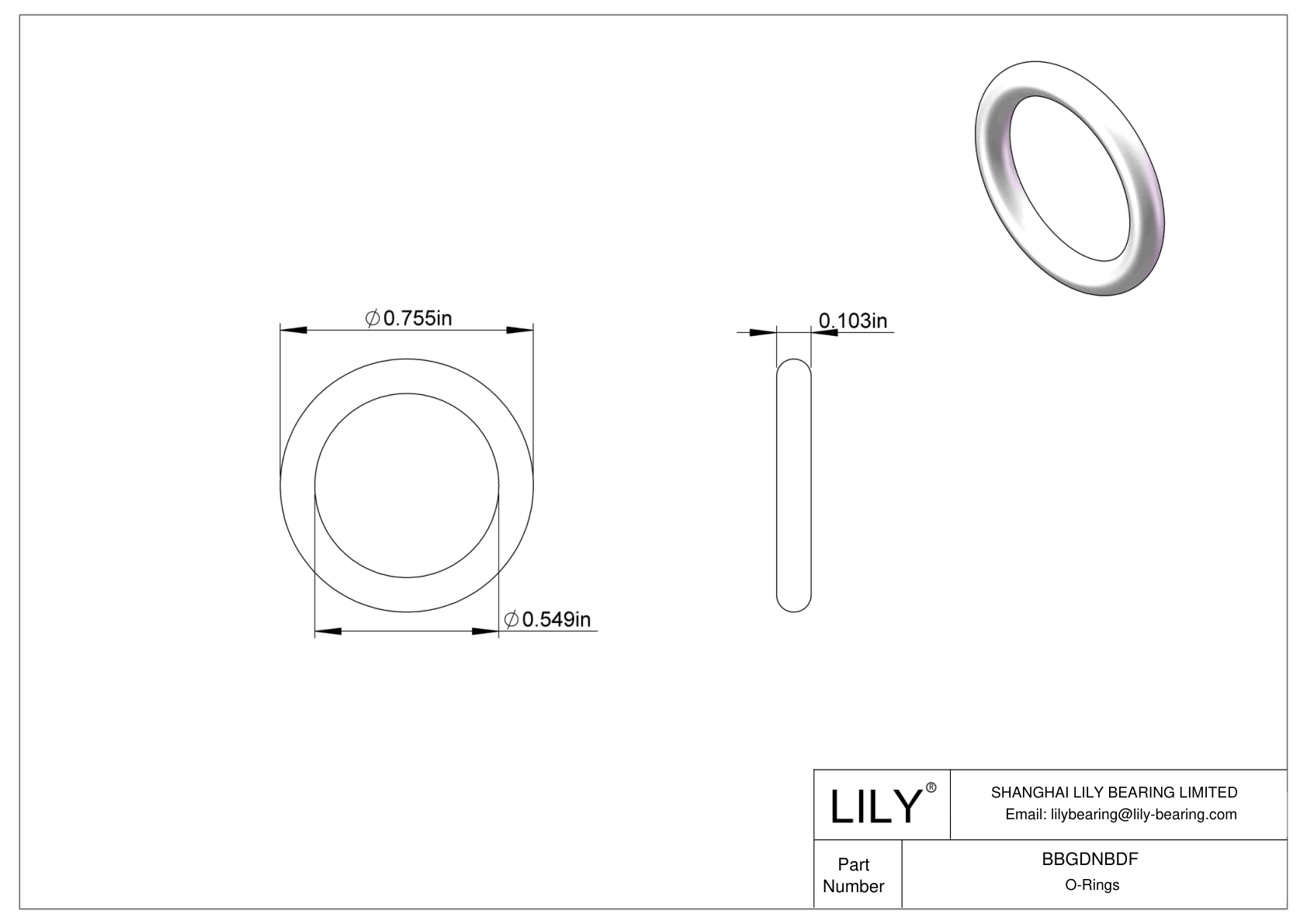 BBGDNBDF Chemical Resistant O-rings Round cad drawing