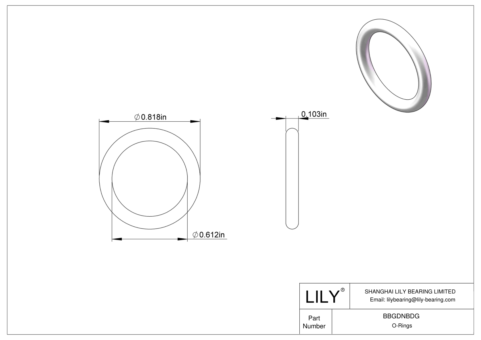 BBGDNBDG Chemical Resistant O-rings Round cad drawing