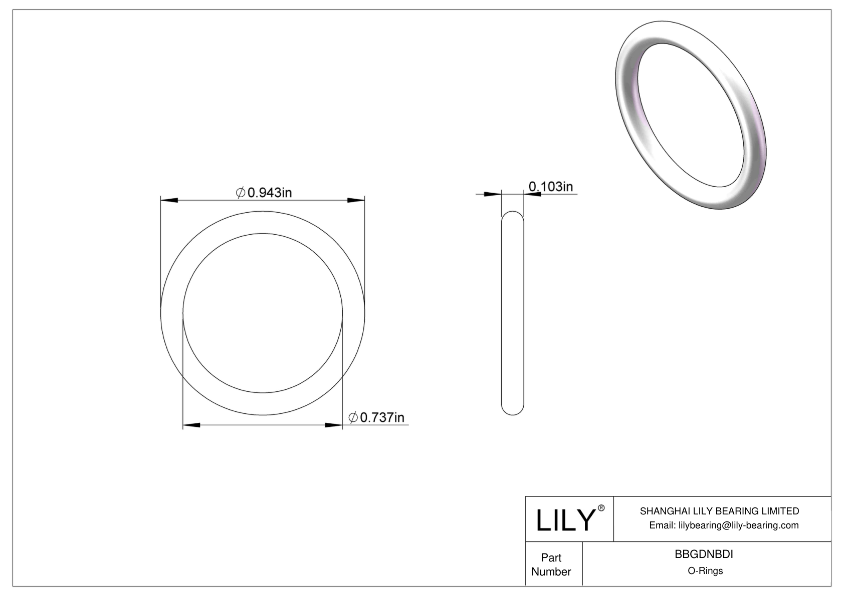 BBGDNBDI Chemical Resistant O-rings Round cad drawing