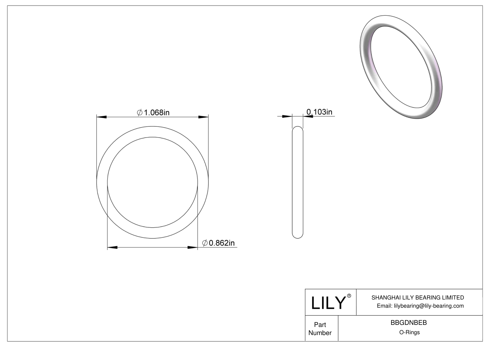 BBGDNBEB Chemical Resistant O-rings Round cad drawing