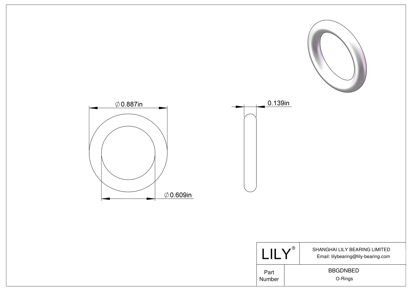 BBGDNBED Chemical Resistant O-rings Round cad drawing