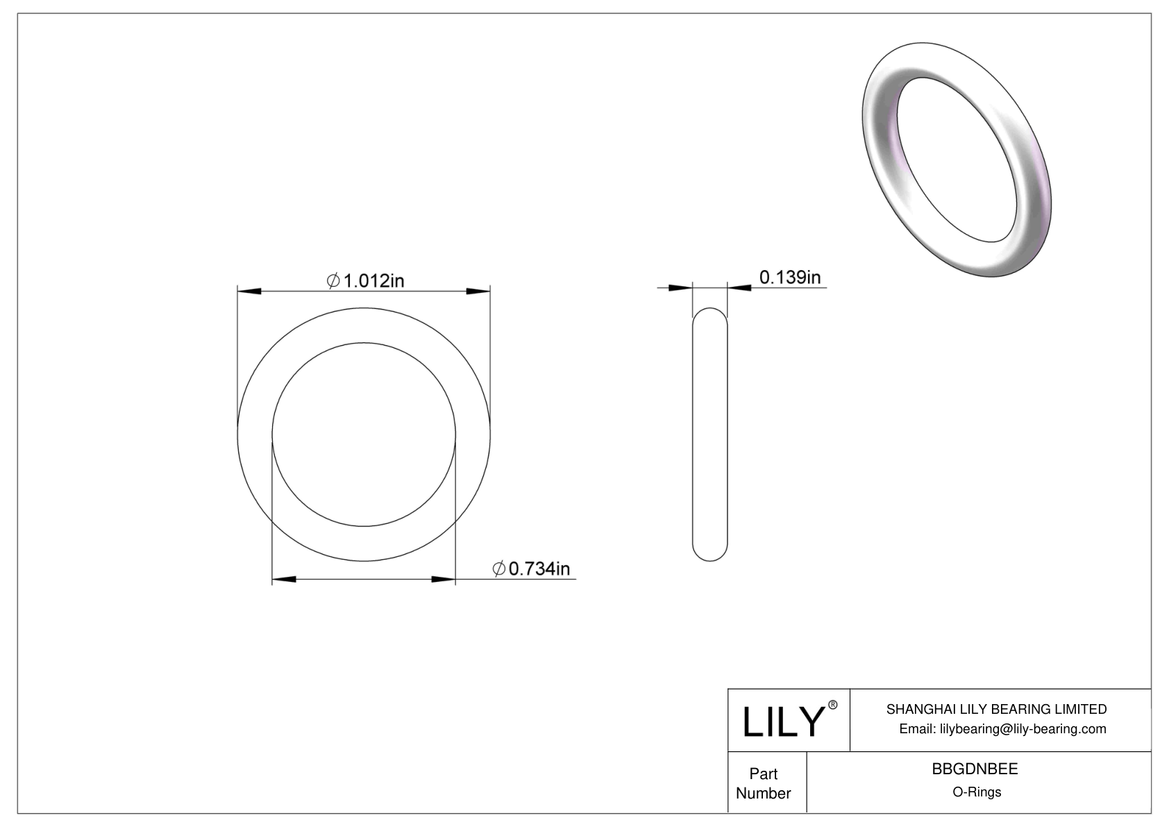 BBGDNBEE Chemical Resistant O-rings Round cad drawing