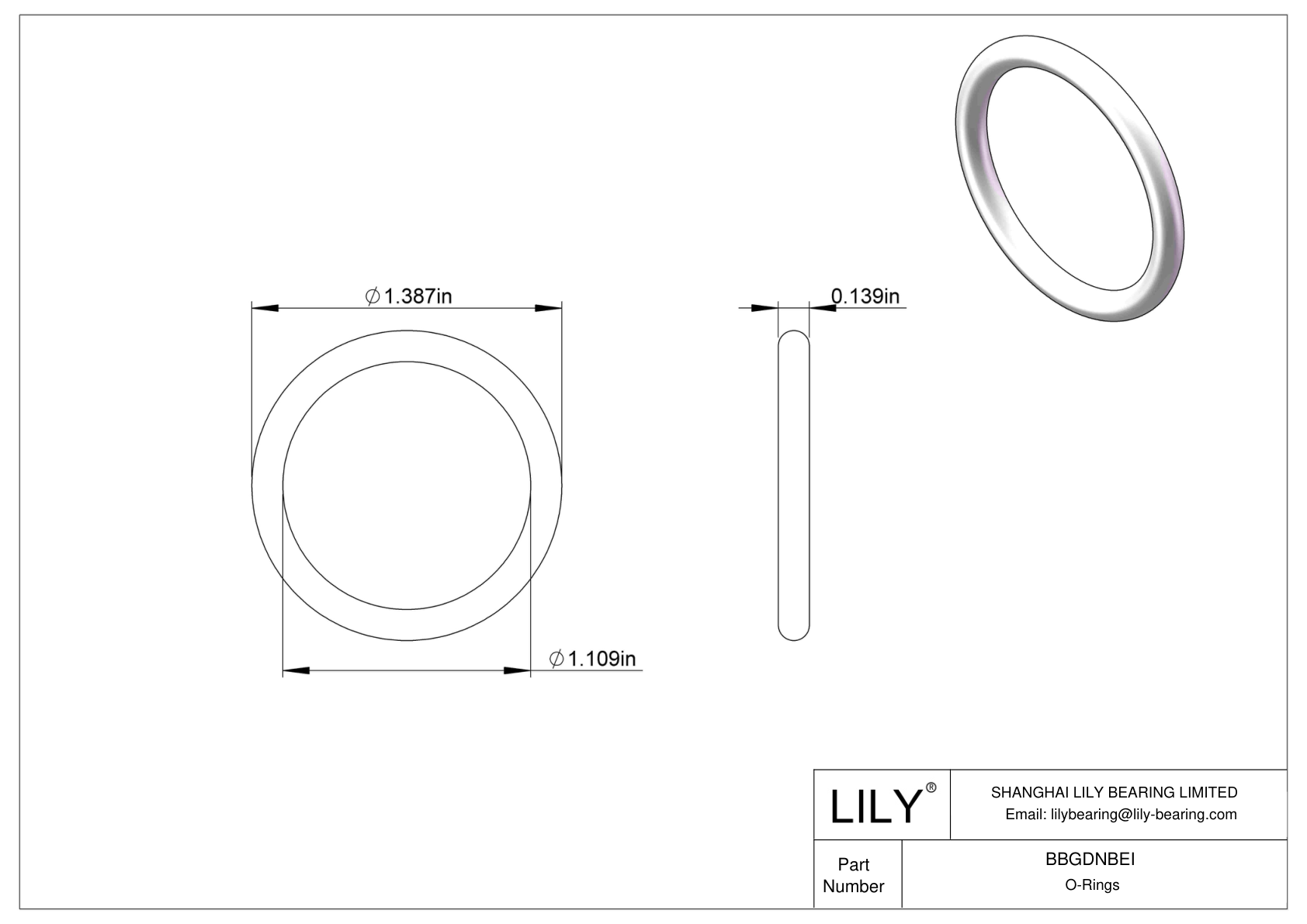 BBGDNBEI Chemical Resistant O-rings Round cad drawing