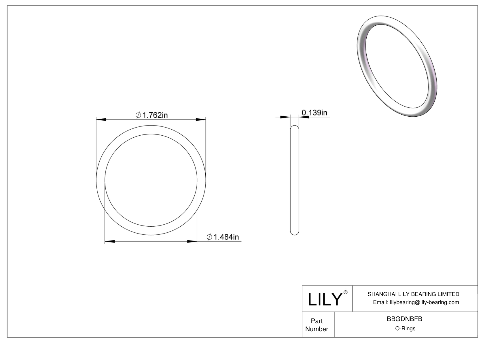 BBGDNBFB Chemical Resistant O-rings Round cad drawing