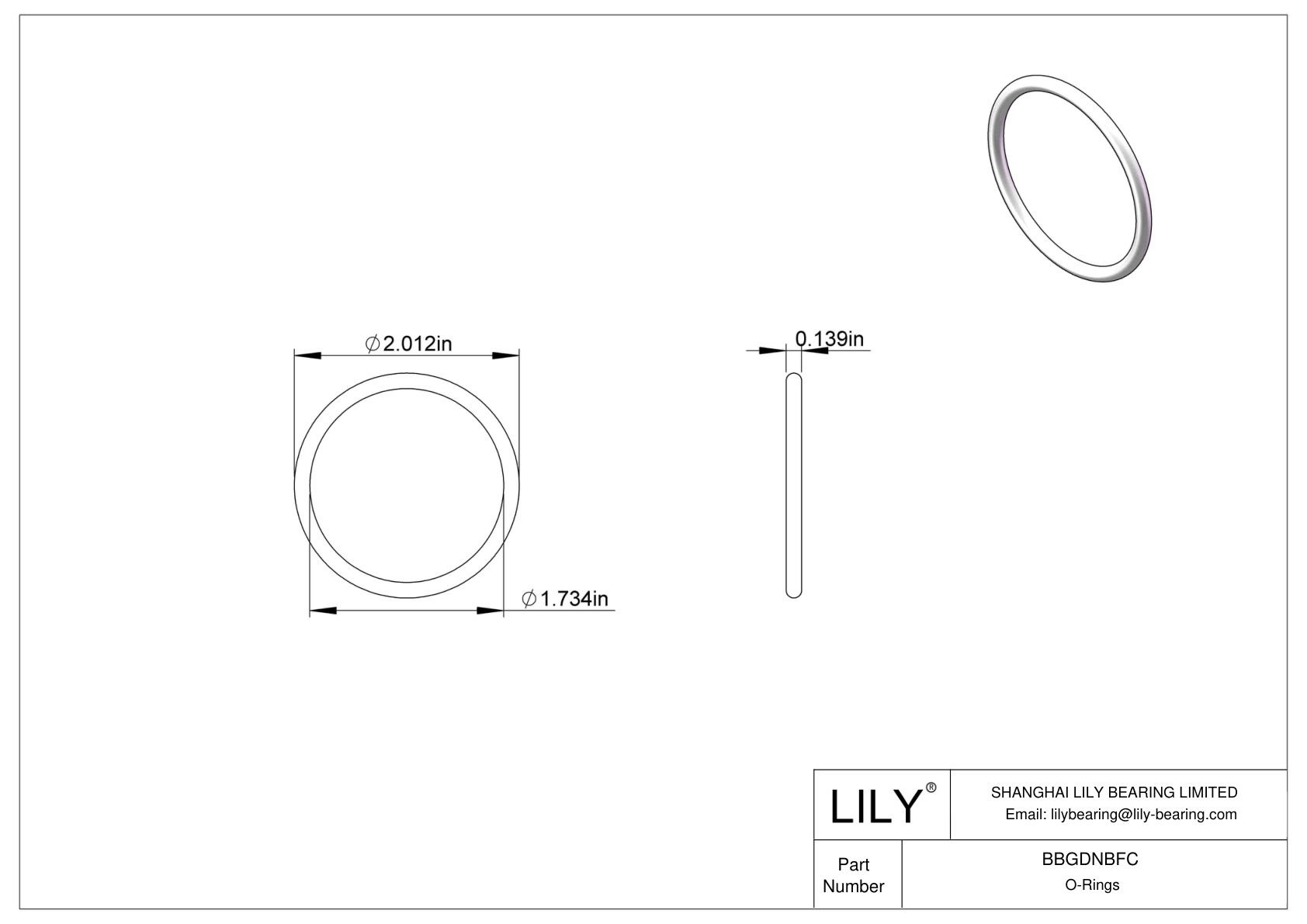 BBGDNBFC Chemical Resistant O-rings Round cad drawing