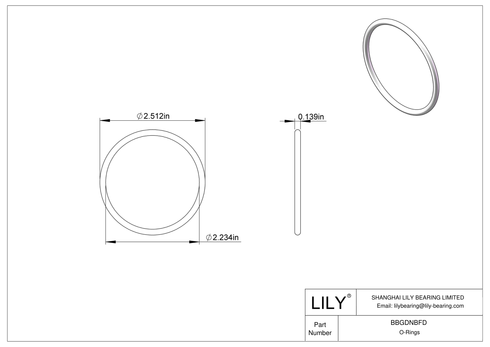 BBGDNBFD Chemical Resistant O-rings Round cad drawing