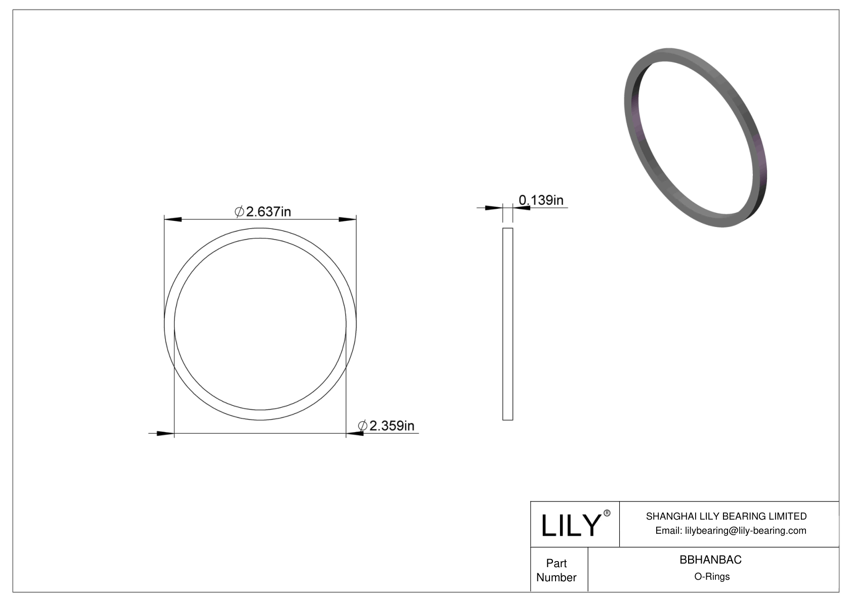 BBHANBAC Chemical Resistant O-rings Square cad drawing