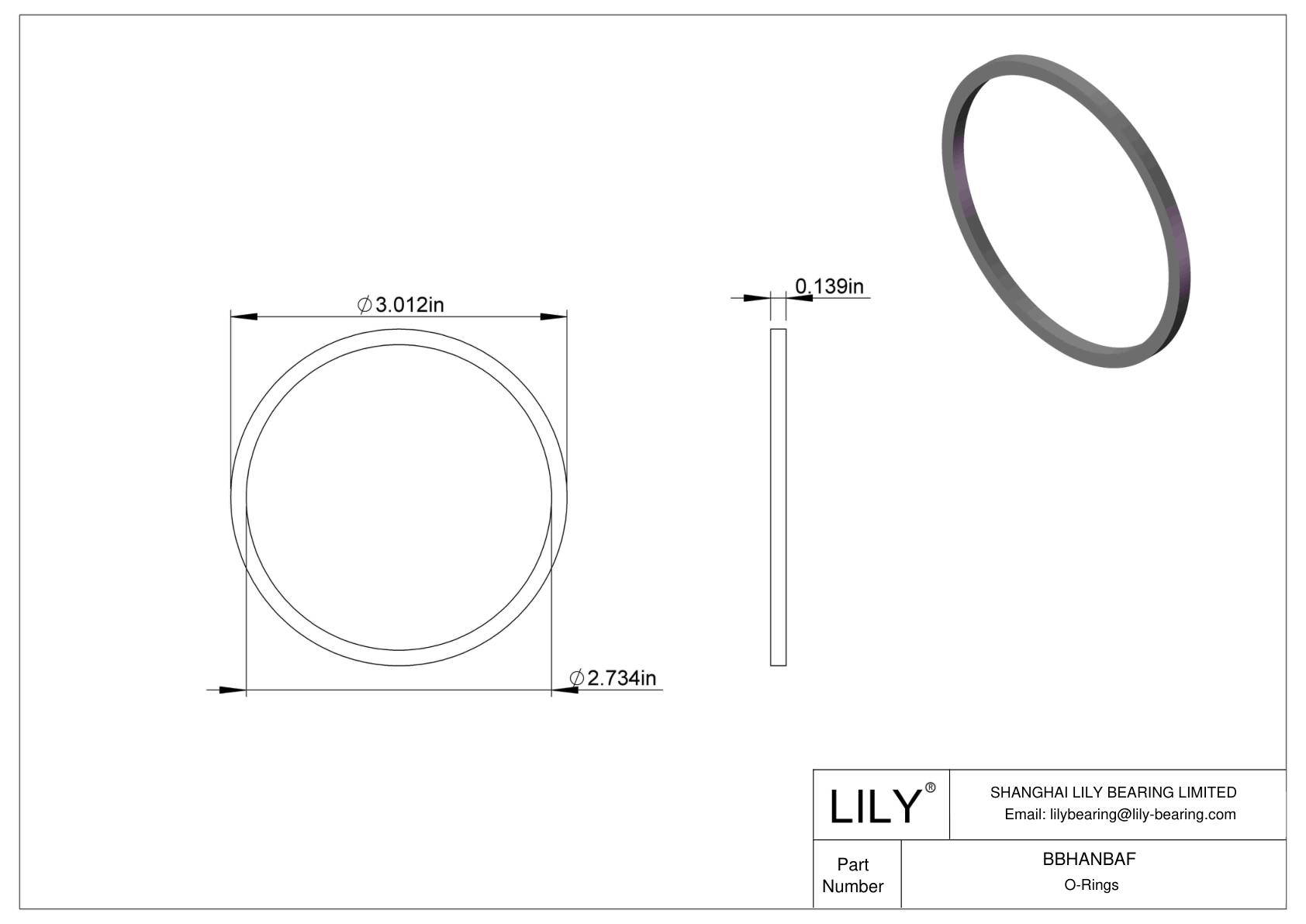 BBHANBAF Chemical Resistant O-rings Square cad drawing