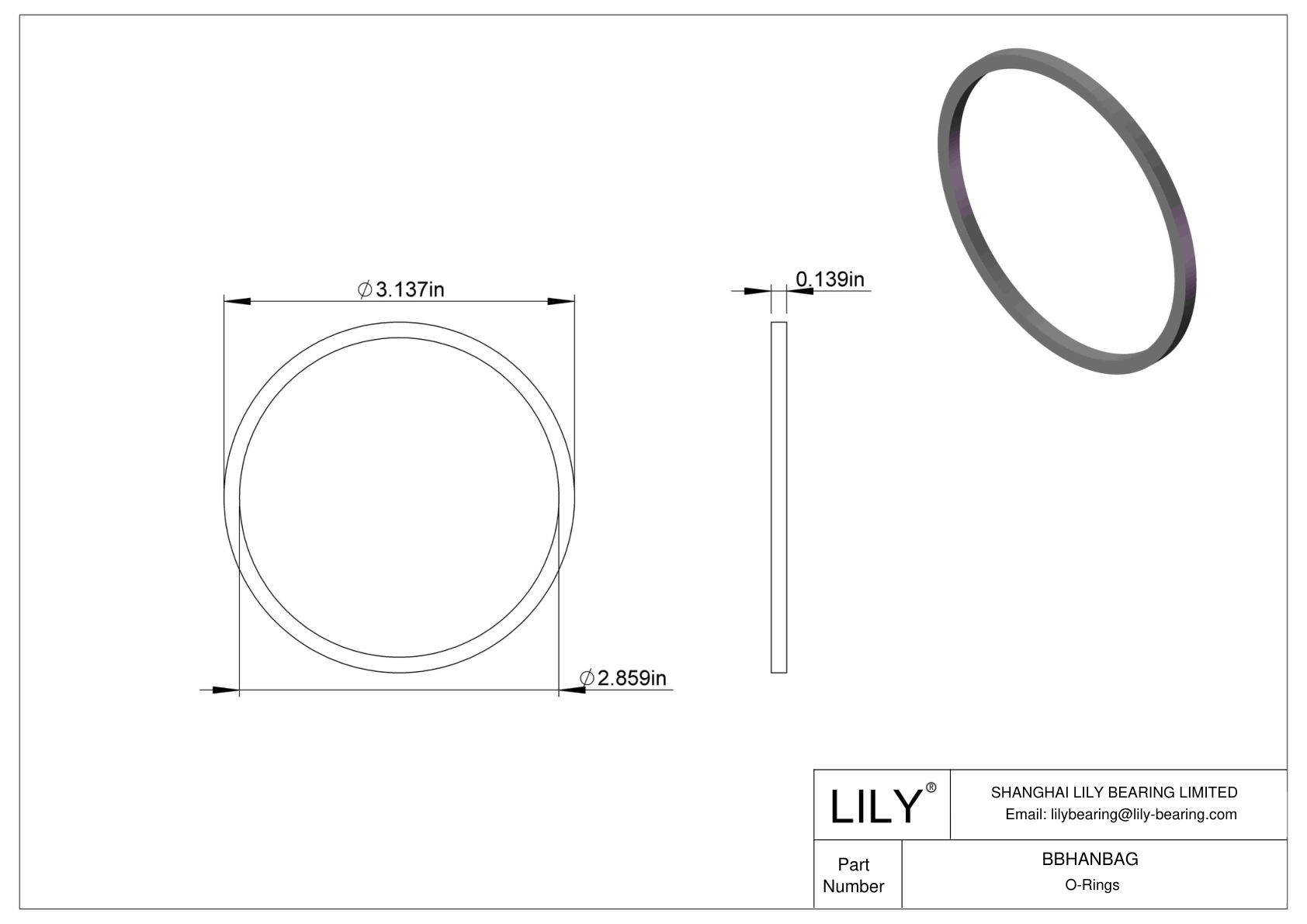 BBHANBAG Chemical Resistant O-rings Square cad drawing