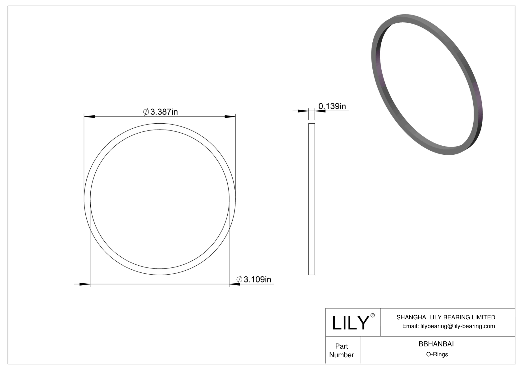 BBHANBAI Chemical Resistant O-rings Square cad drawing