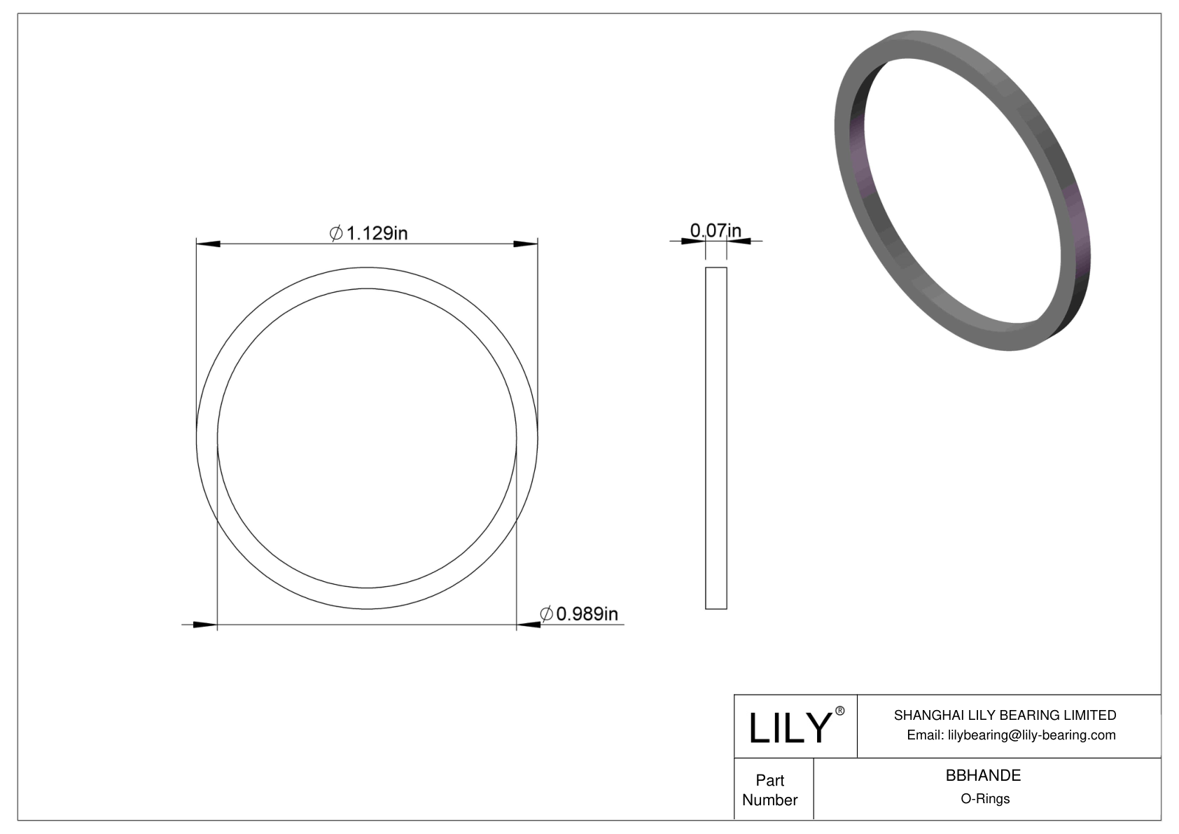 BBHANDE Chemical Resistant O-rings Square cad drawing