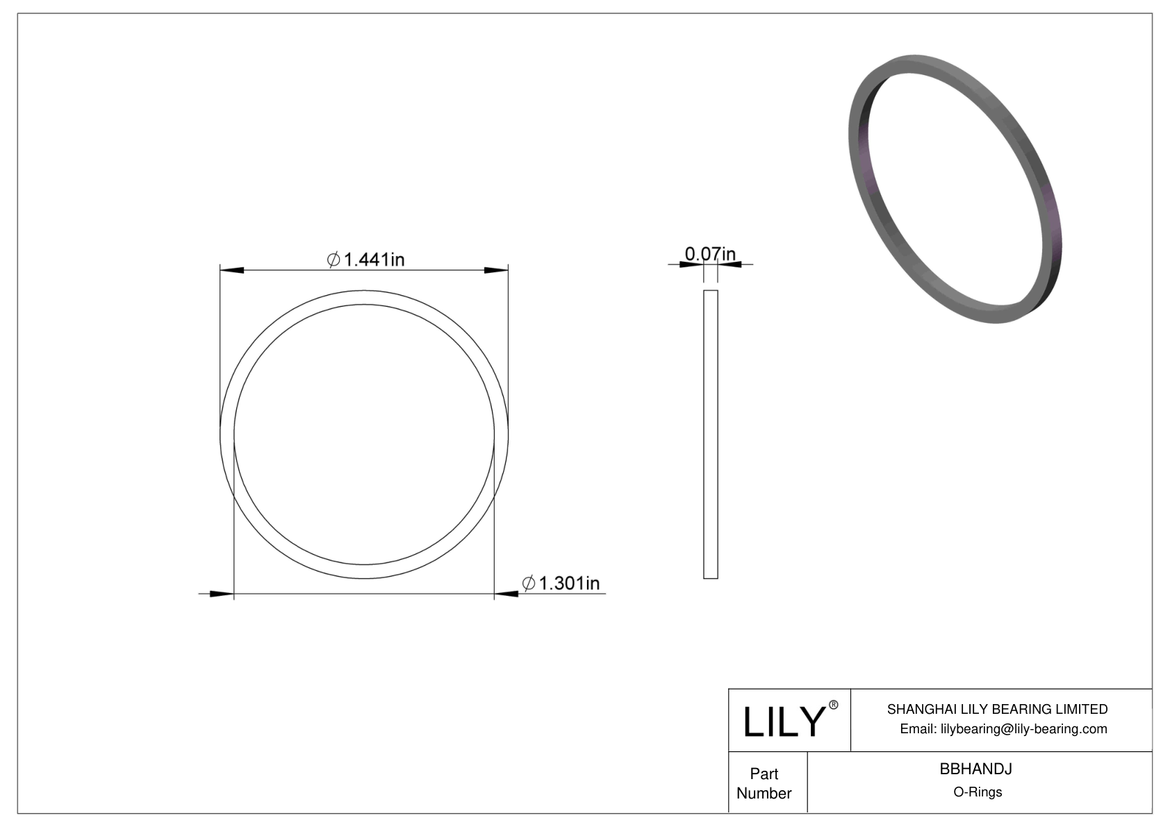 BBHANDJ Chemical Resistant O-rings Square cad drawing