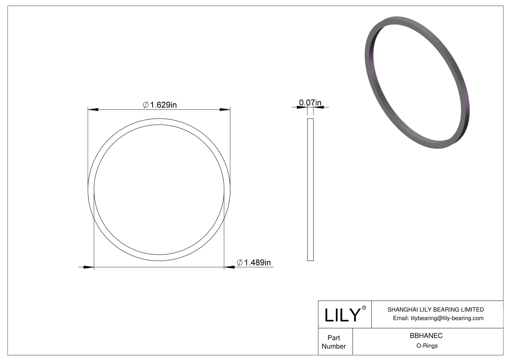 BBHANEC Chemical Resistant O-rings Square cad drawing