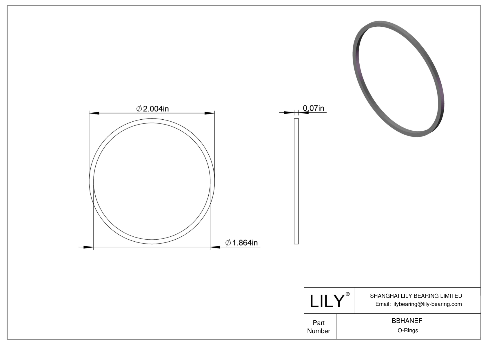 BBHANEF Chemical Resistant O-rings Square cad drawing