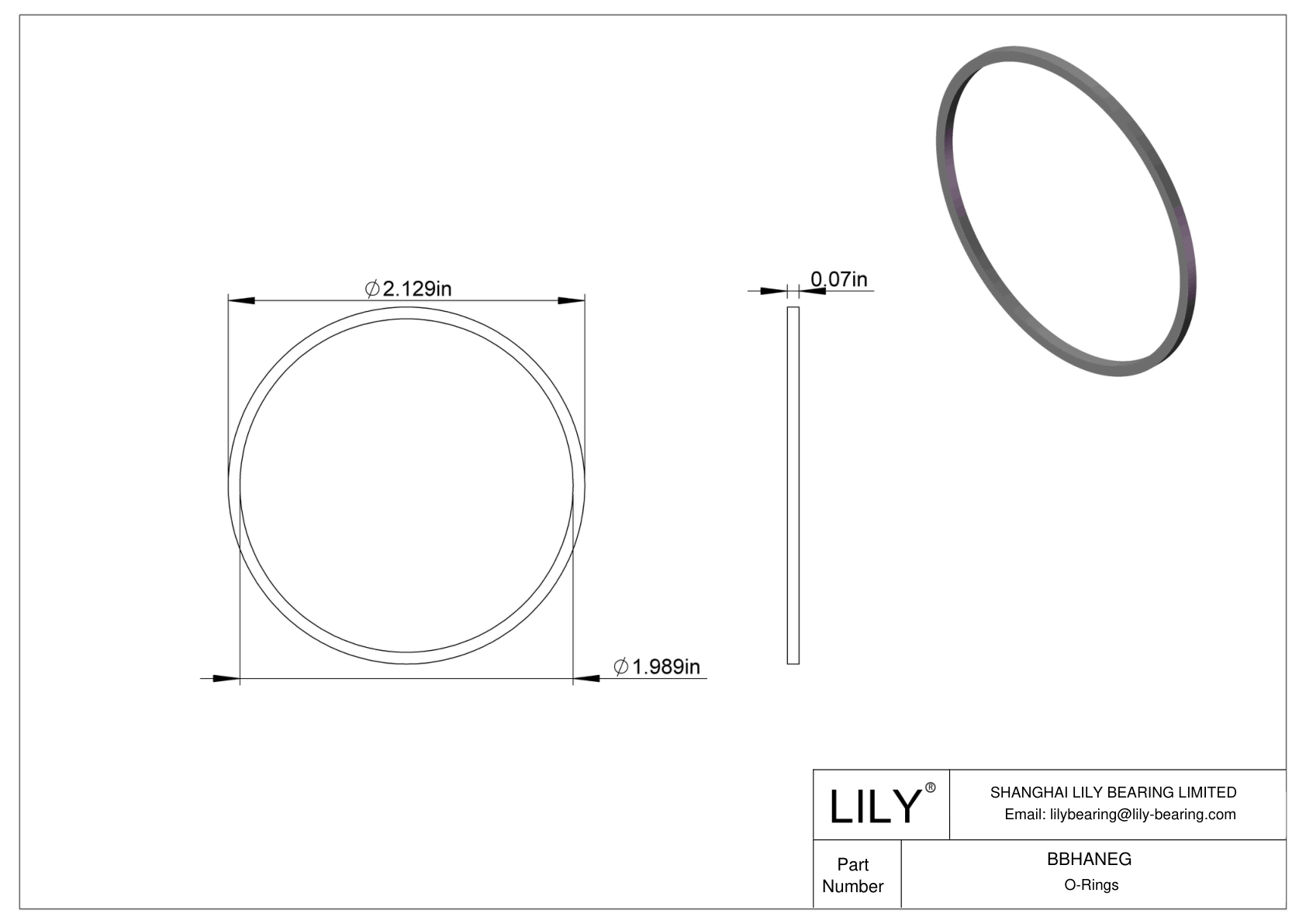 BBHANEG Chemical Resistant O-rings Square cad drawing