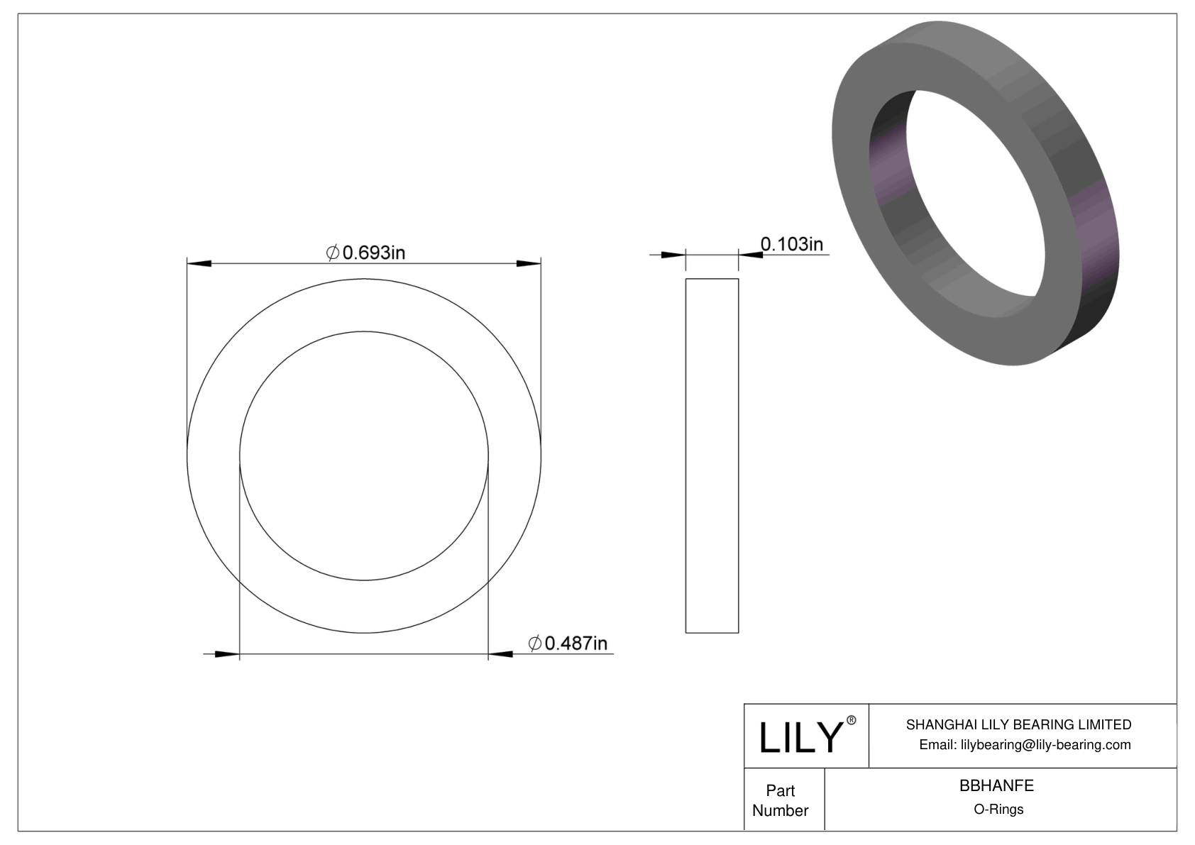 BBHANFE Chemical Resistant O-rings Square cad drawing