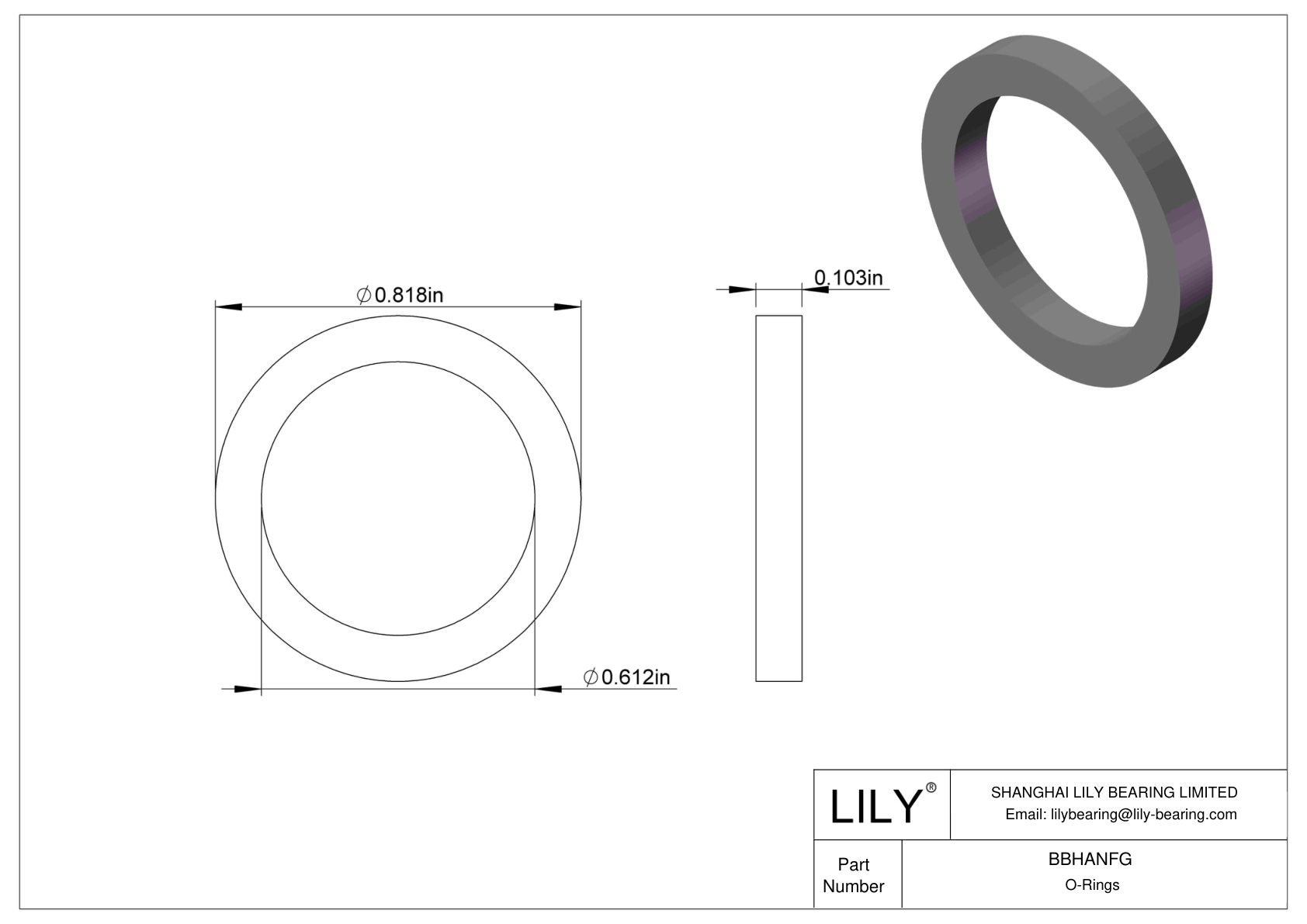 BBHANFG Chemical Resistant O-rings Square cad drawing