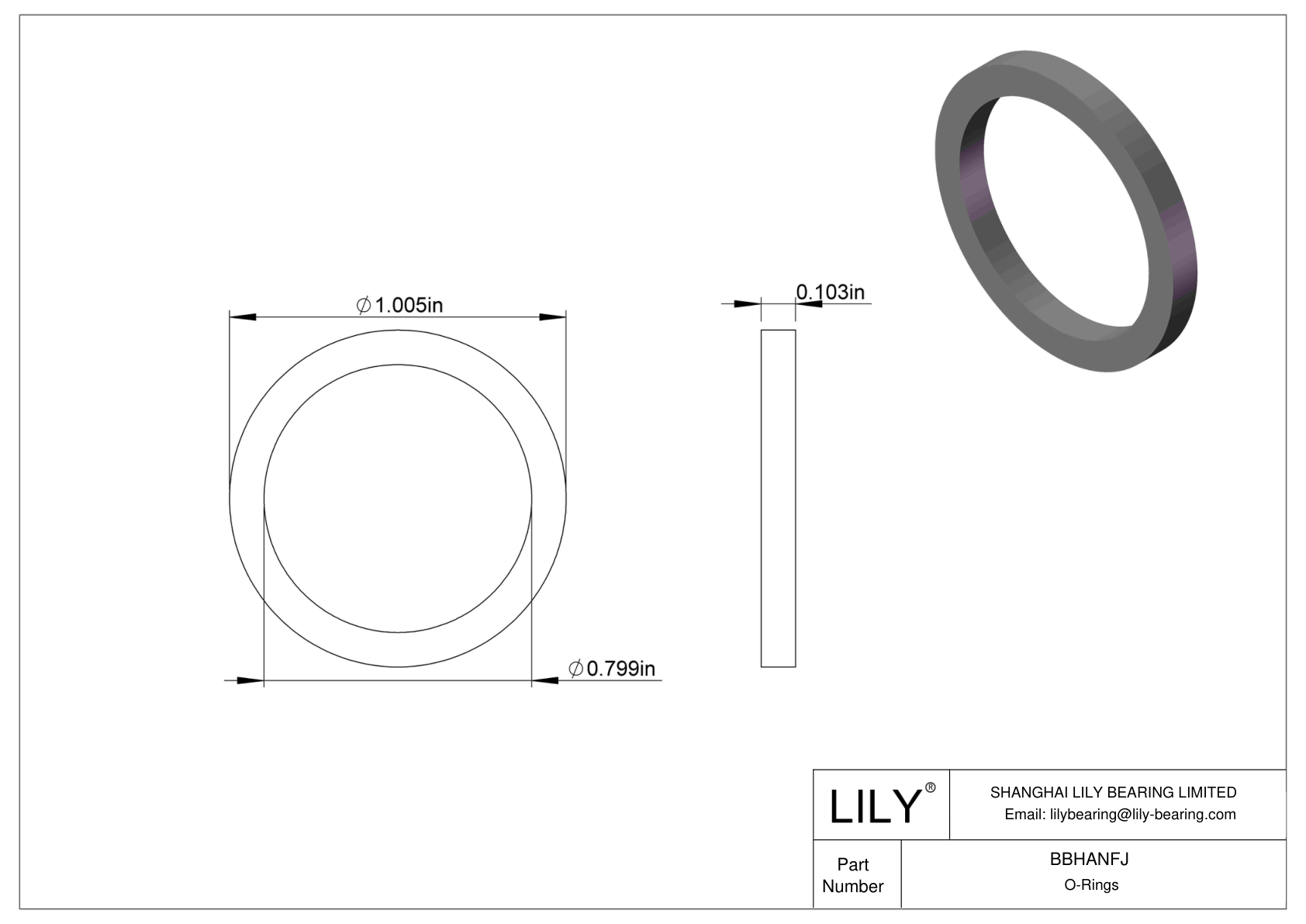 BBHANFJ Chemical Resistant O-rings Square cad drawing