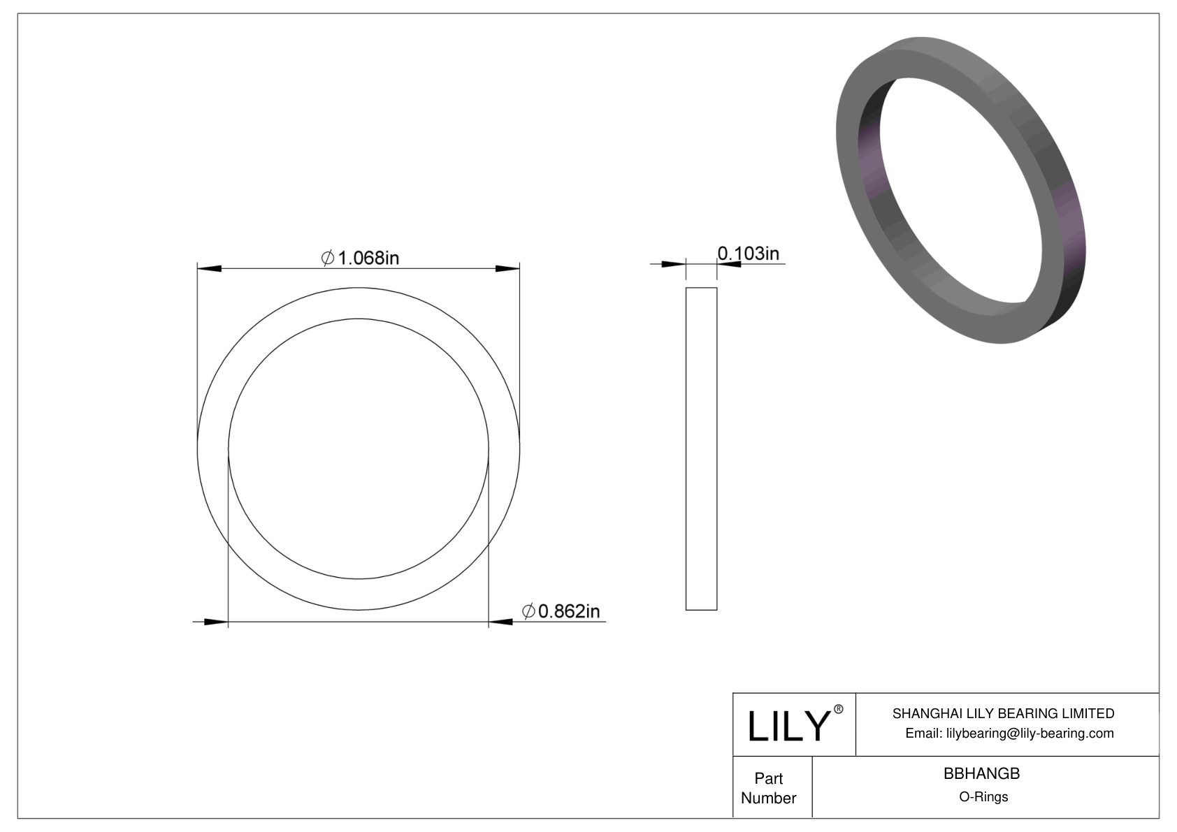 BBHANGB Chemical Resistant O-rings Square cad drawing