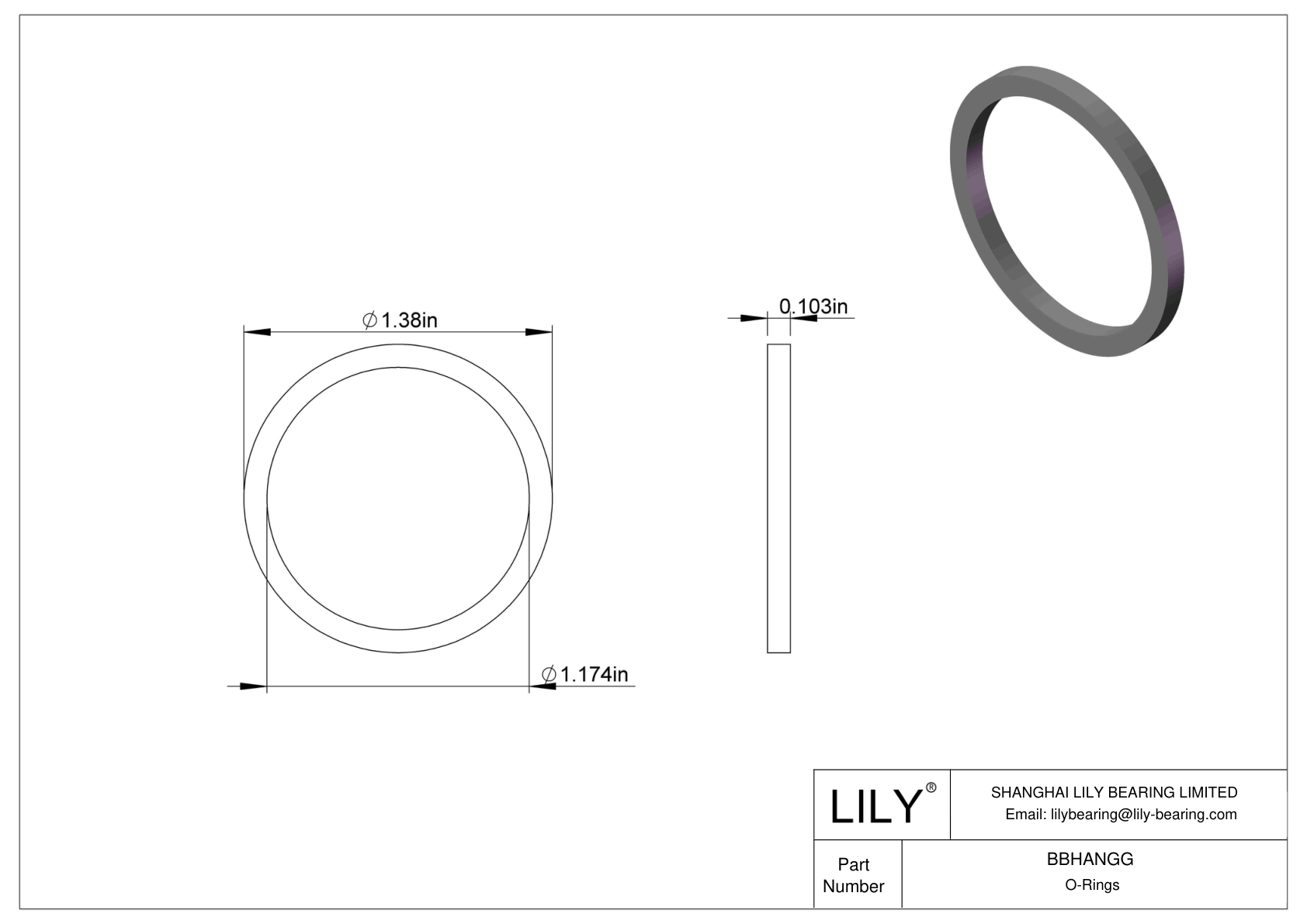 BBHANGG Chemical Resistant O-rings Square cad drawing