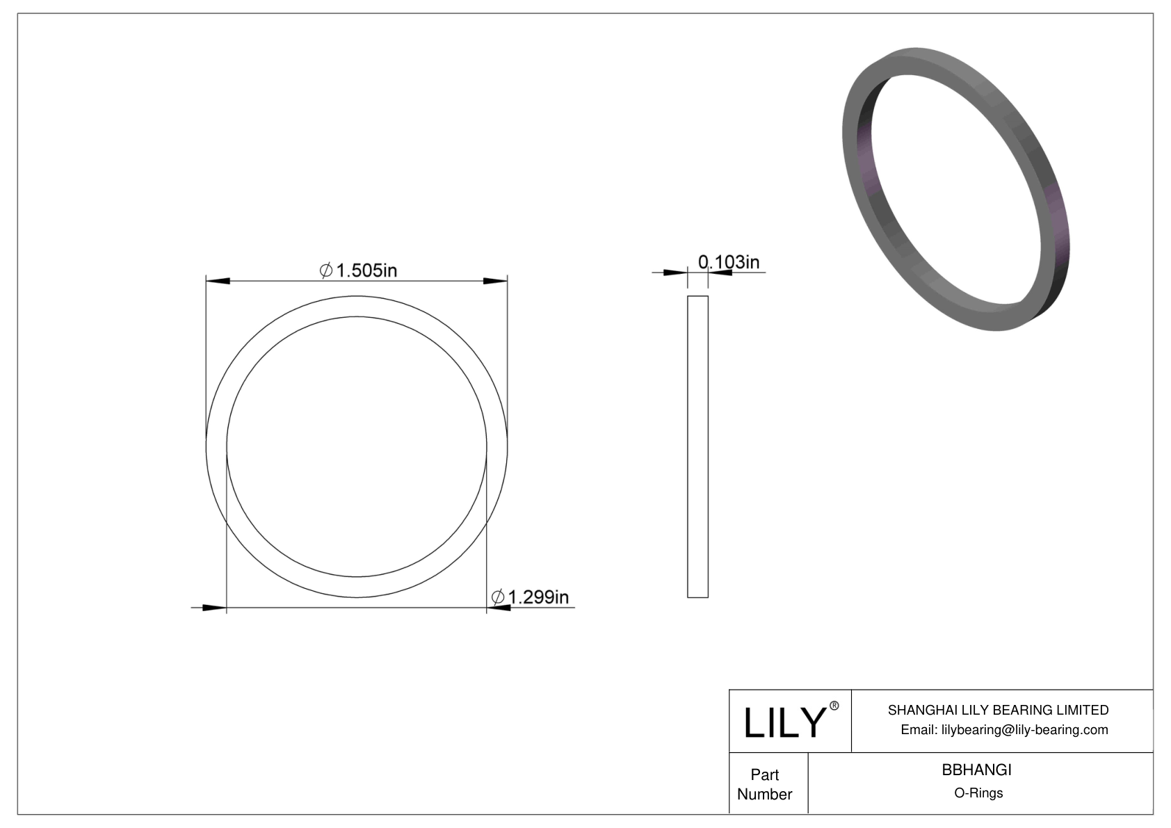 BBHANGI Chemical Resistant O-rings Square cad drawing