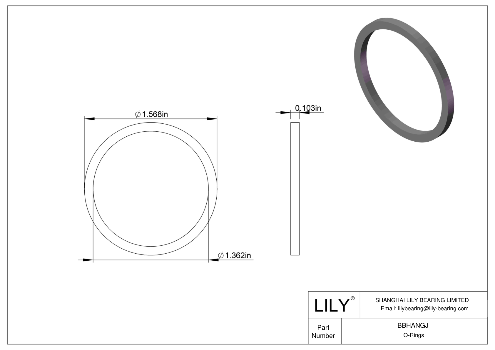 BBHANGJ Chemical Resistant O-rings Square cad drawing