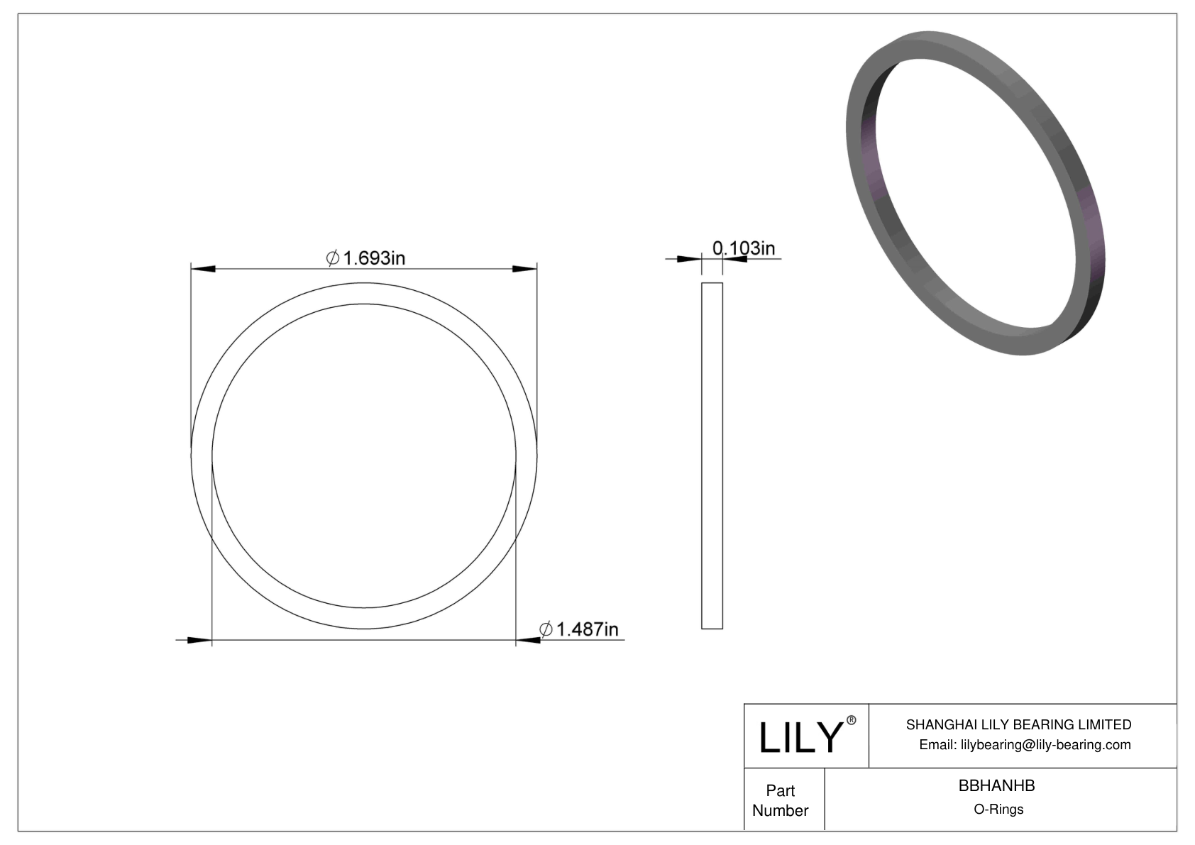 BBHANHB Chemical Resistant O-rings Square cad drawing
