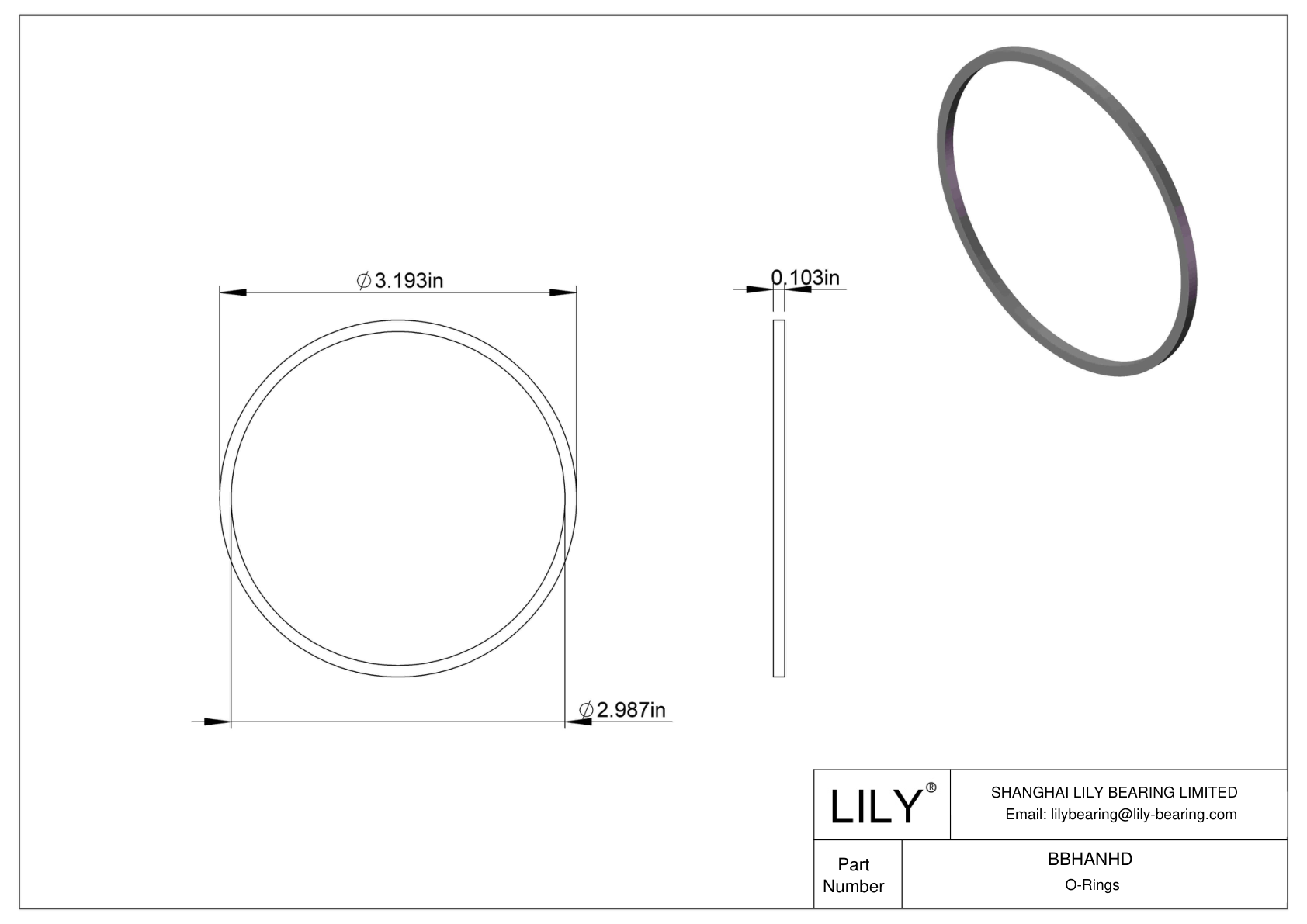 BBHANHD Chemical Resistant O-rings Square cad drawing