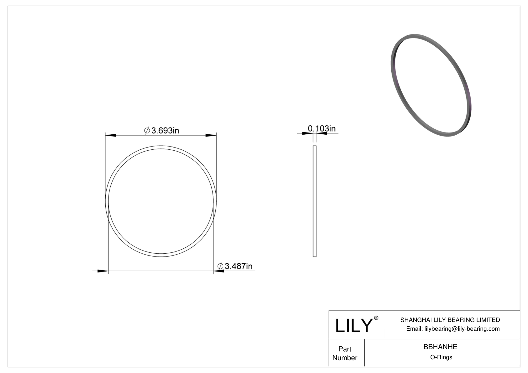 BBHANHE Chemical Resistant O-rings Square cad drawing