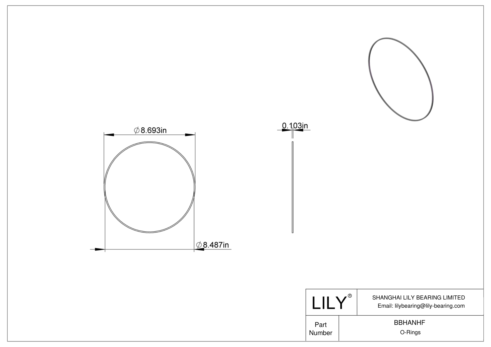 BBHANHF Chemical Resistant O-rings Square cad drawing