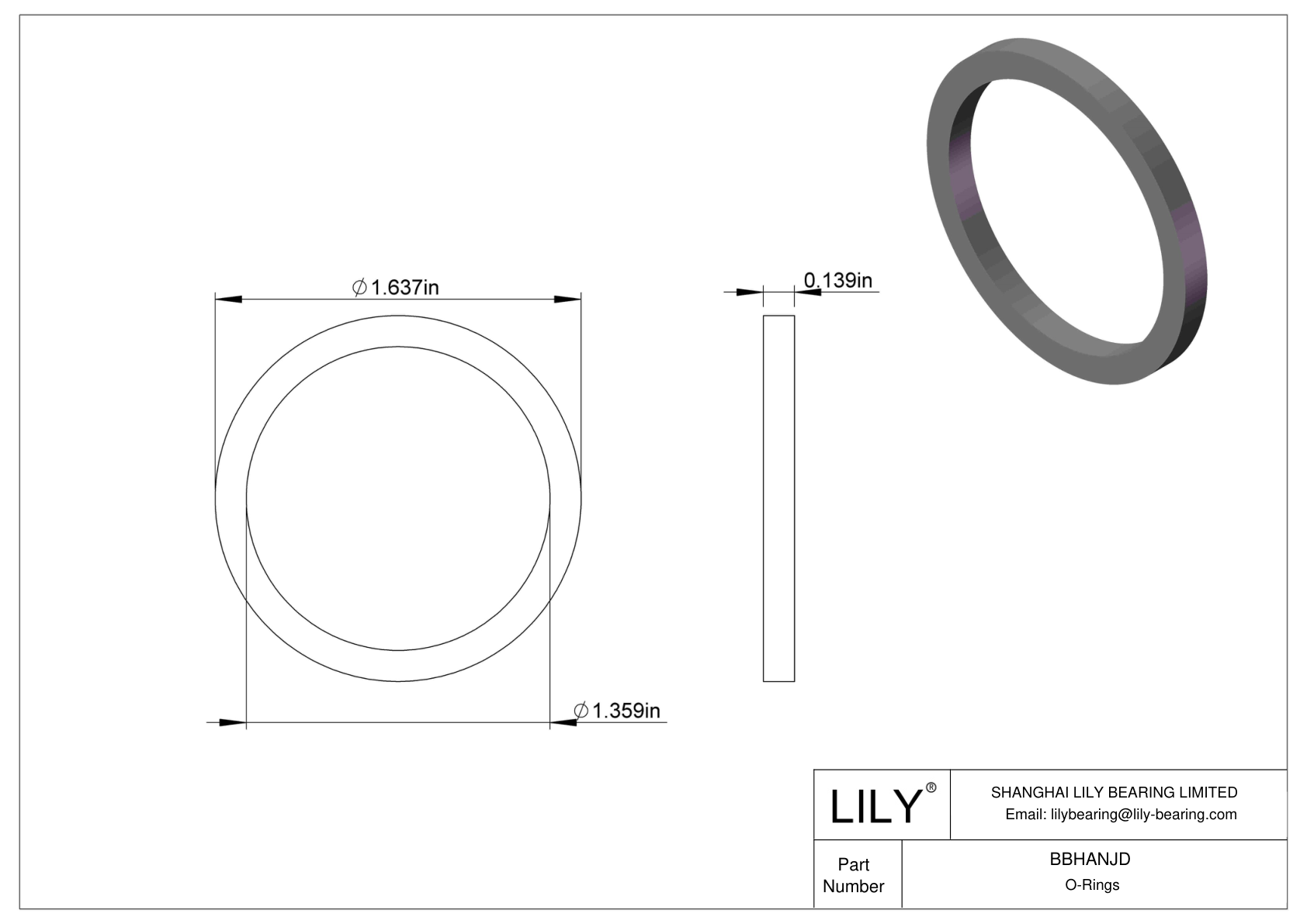 BBHANJD Chemical Resistant O-rings Square cad drawing
