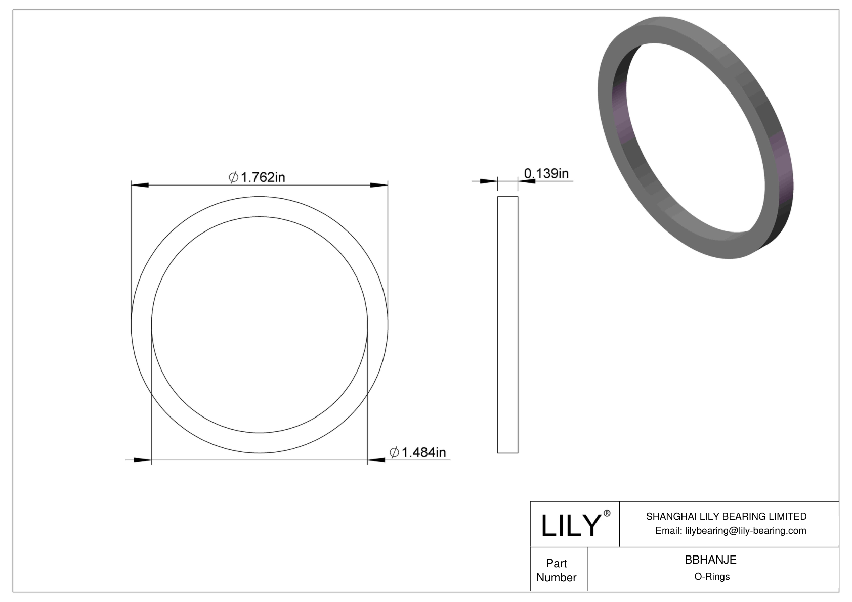 BBHANJE Chemical Resistant O-rings Square cad drawing