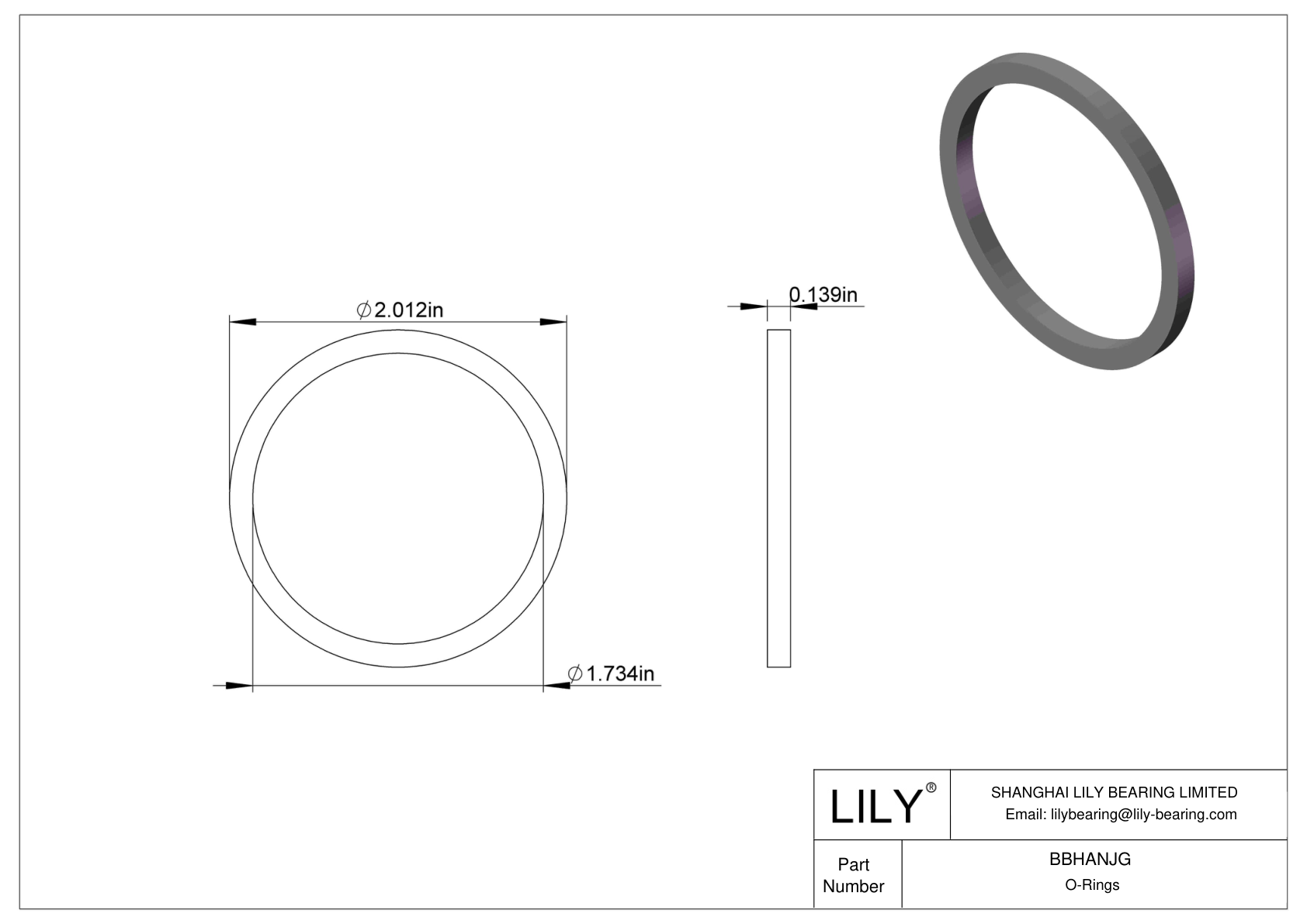BBHANJG Chemical Resistant O-rings Square cad drawing