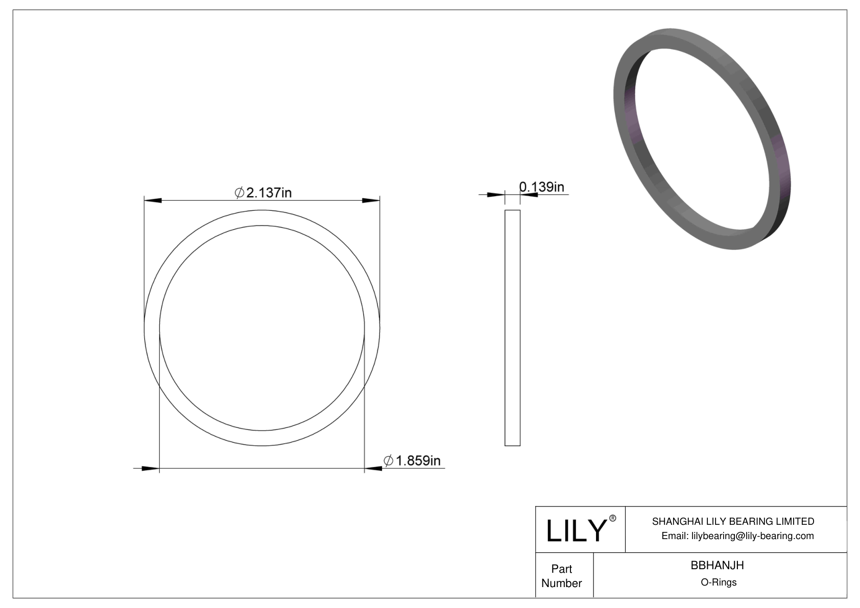 BBHANJH Chemical Resistant O-rings Square cad drawing