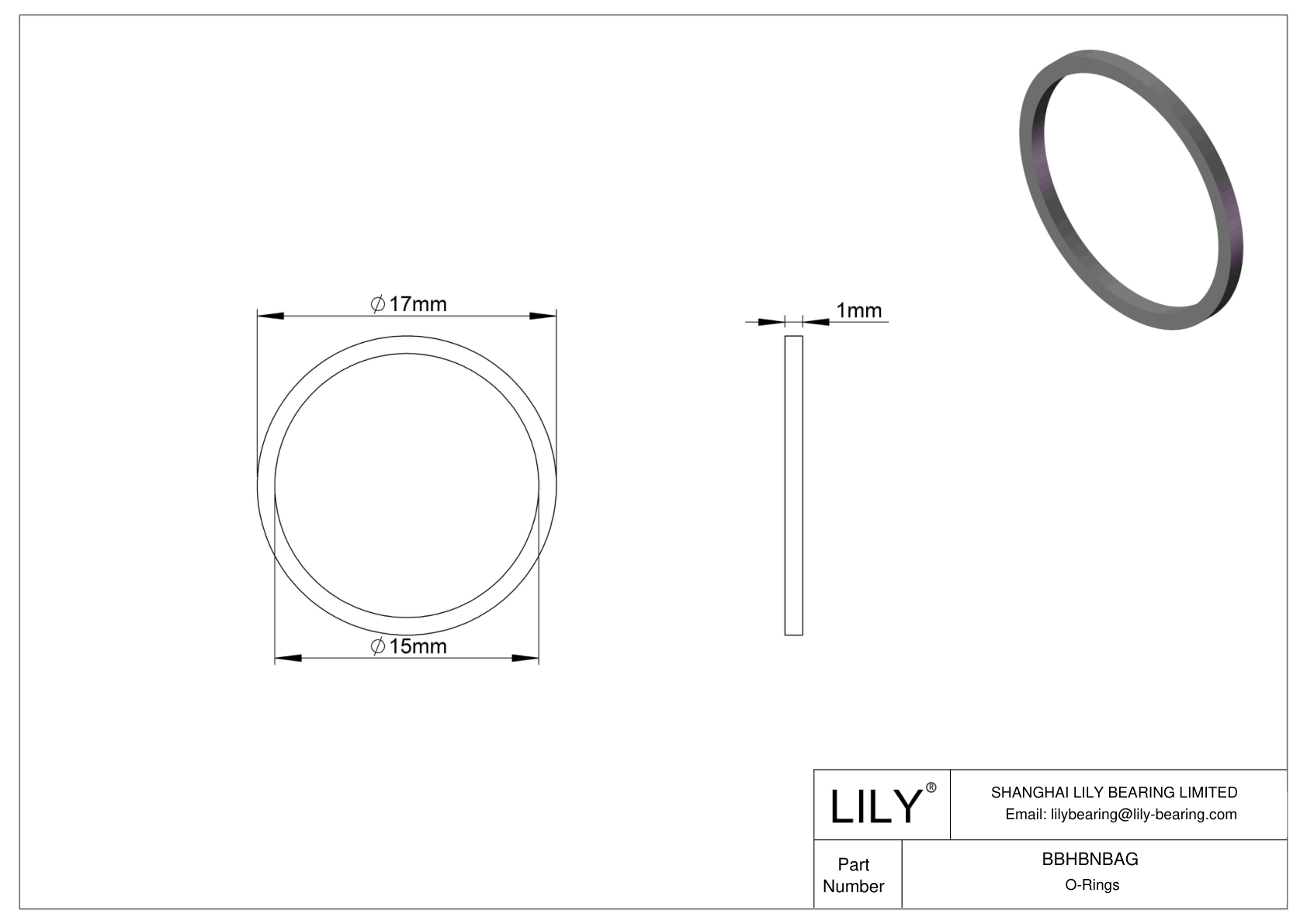BBHBNBAG Oil Resistant O-Rings Square cad drawing