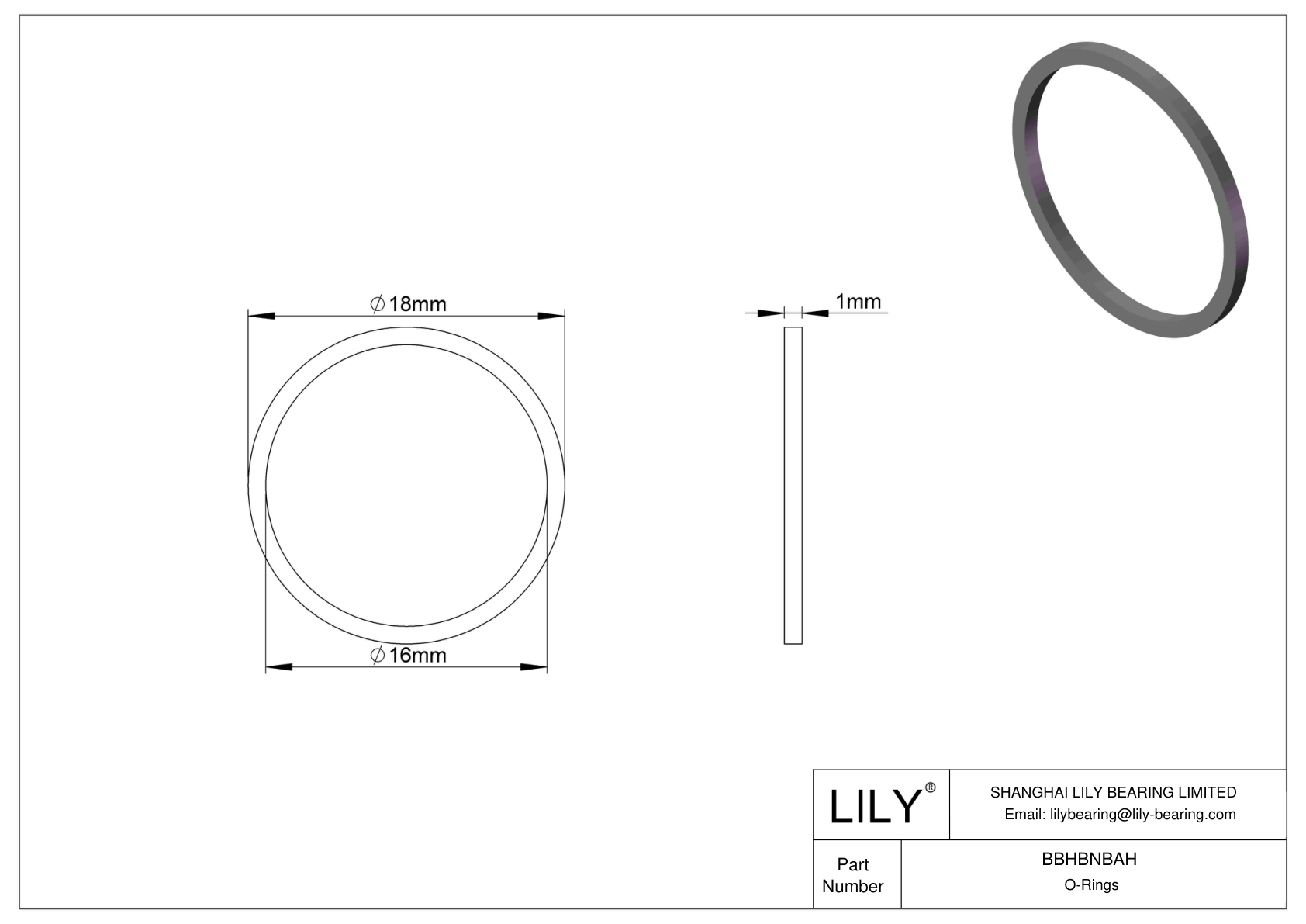 BBHBNBAH Oil Resistant O-Rings Square cad drawing