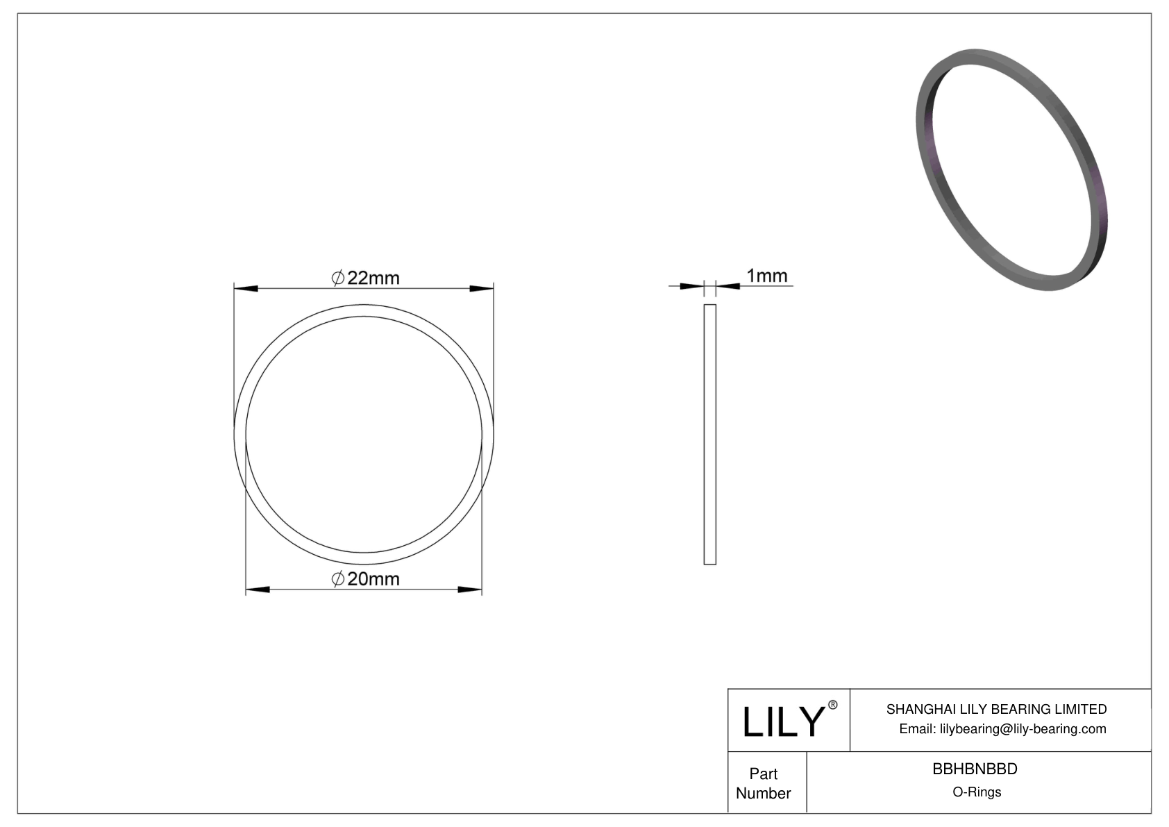 BBHBNBBD Oil Resistant O-Rings Square cad drawing