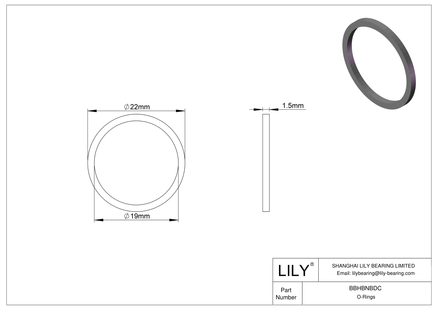 BBHBNBDC Oil Resistant O-Rings Square cad drawing