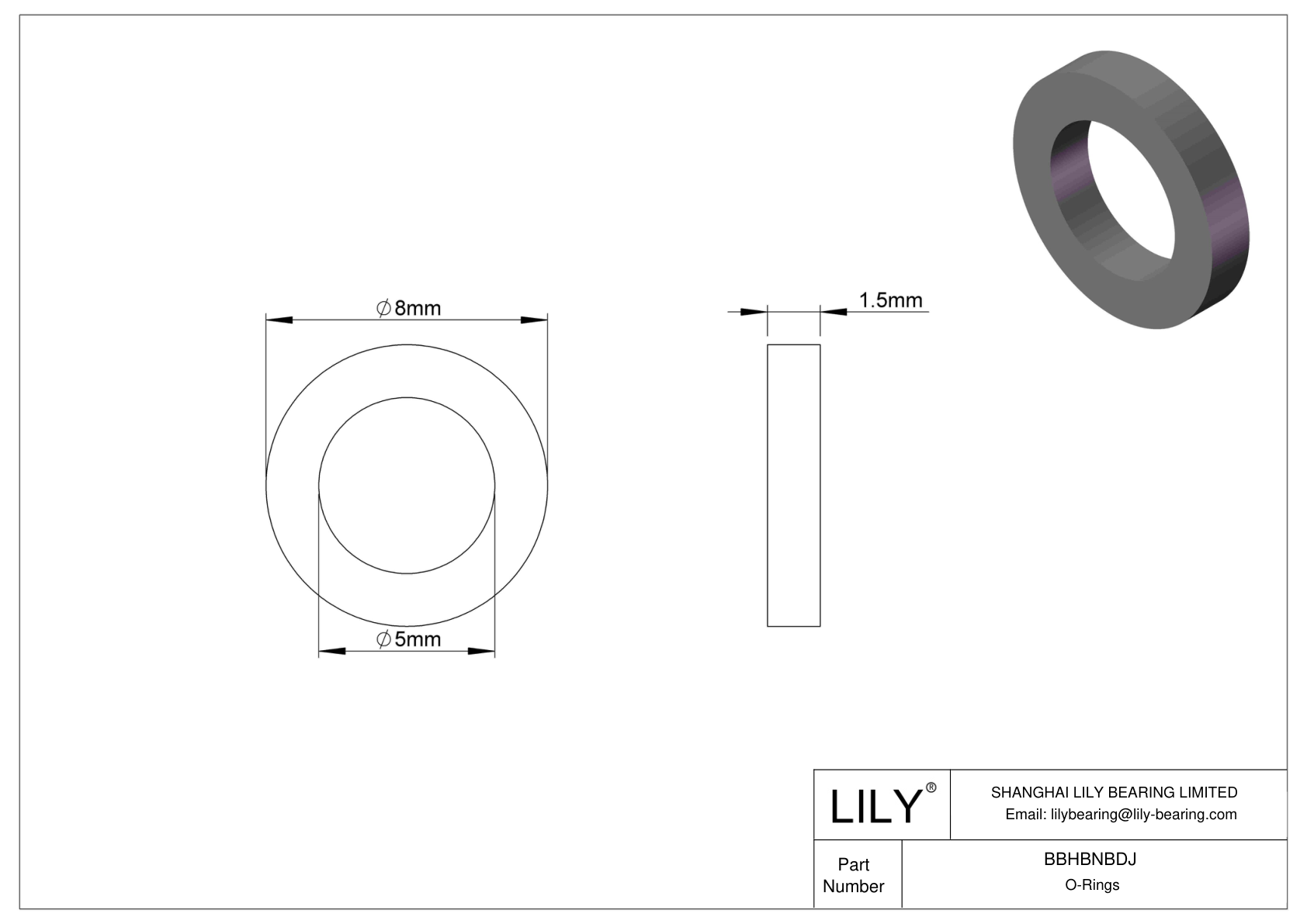 BBHBNBDJ Oil Resistant O-Rings Square cad drawing