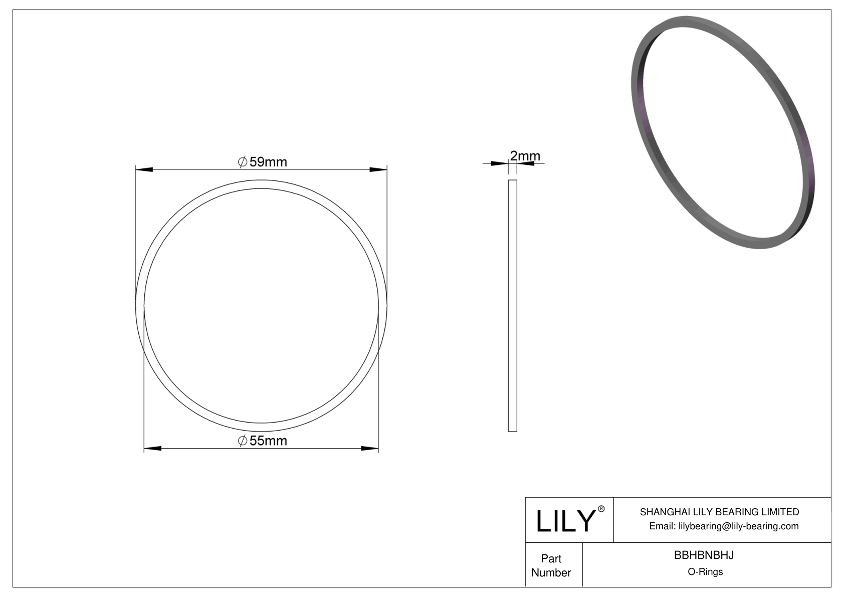 BBHBNBHJ Oil Resistant O-Rings Square cad drawing