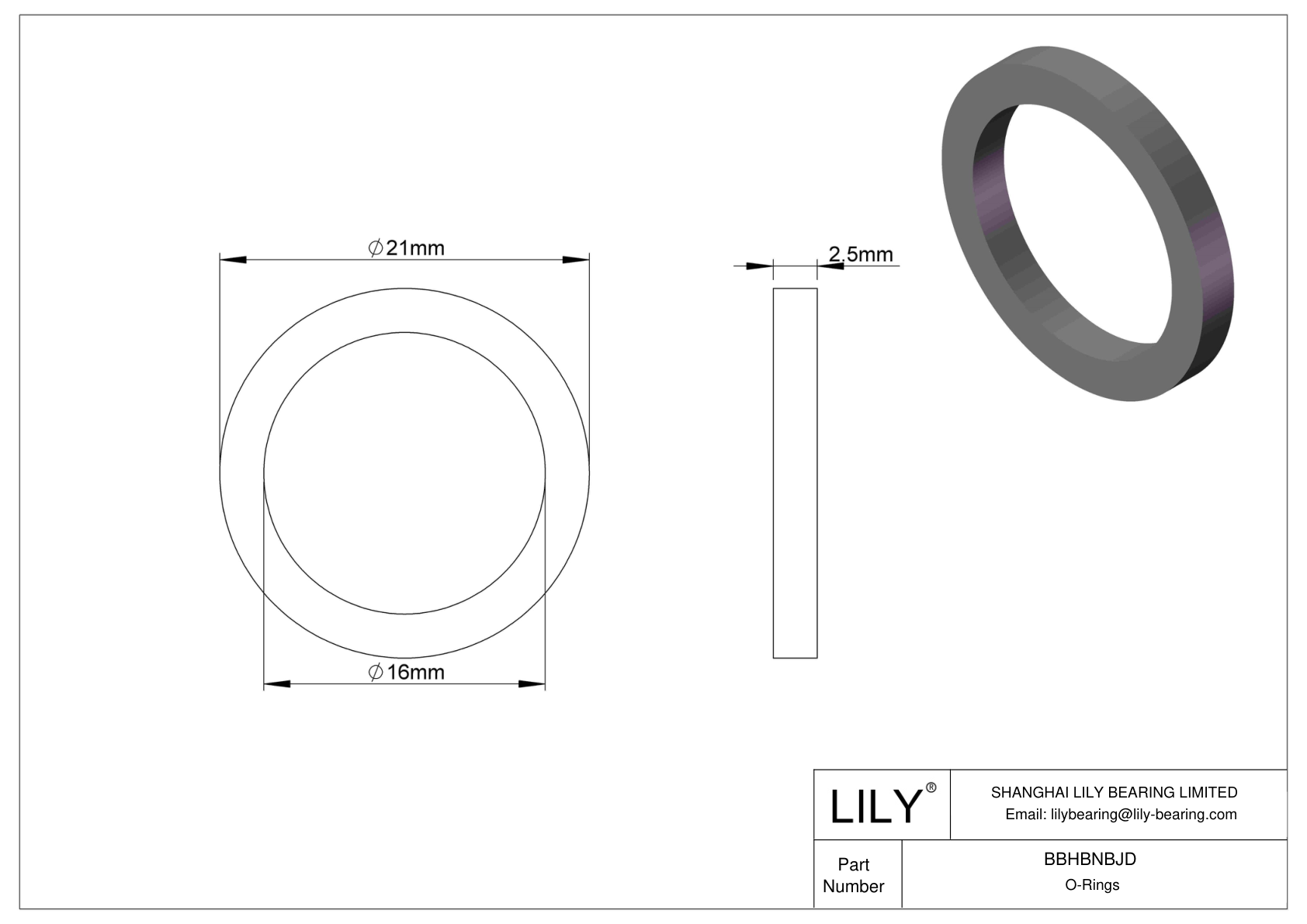 BBHBNBJD Oil Resistant O-Rings Square cad drawing