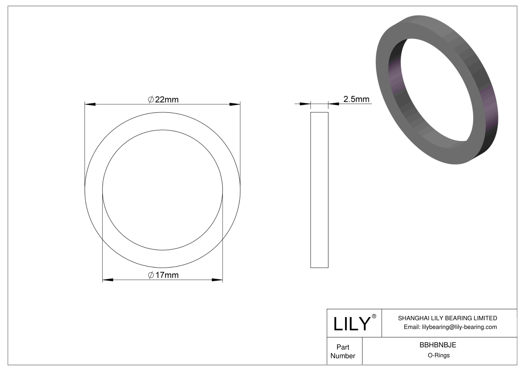 BBHBNBJE Oil Resistant O-Rings Square cad drawing