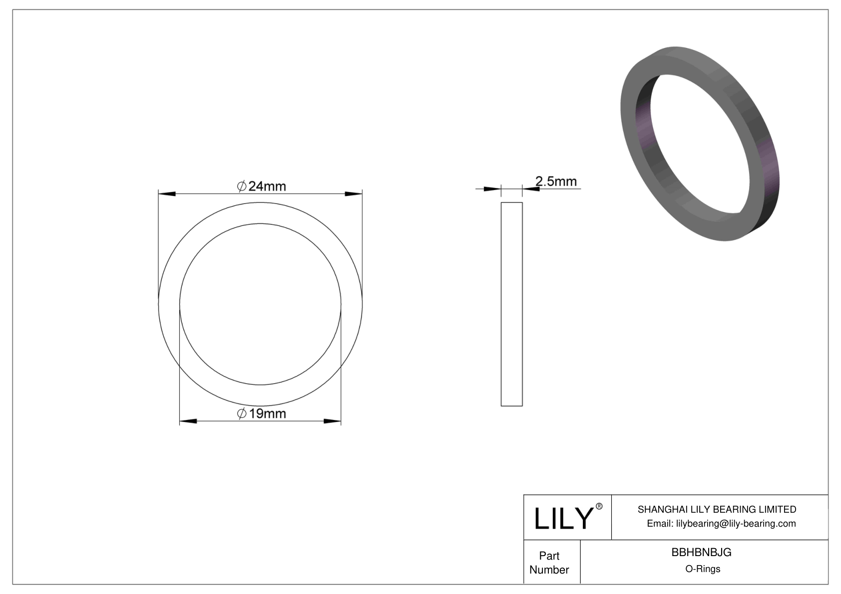 BBHBNBJG Oil Resistant O-Rings Square cad drawing