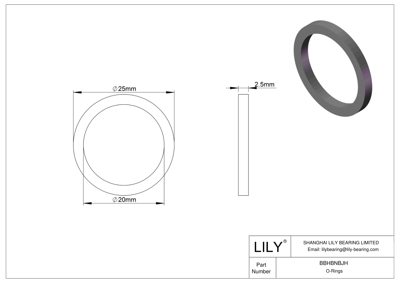 BBHBNBJH Oil Resistant O-Rings Square cad drawing