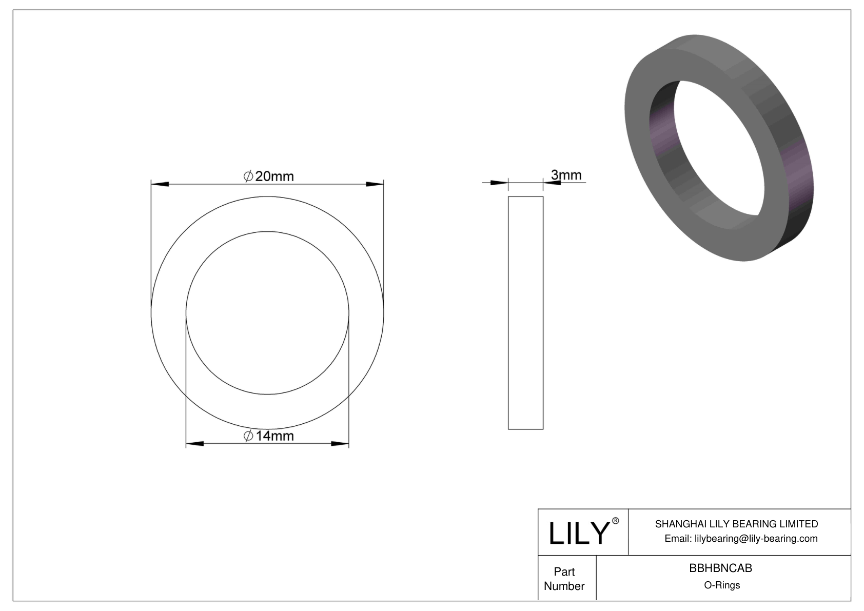 BBHBNCAB Oil Resistant O-Rings Square cad drawing