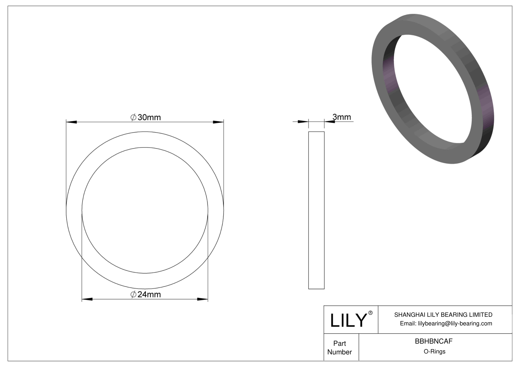 BBHBNCAF Oil Resistant O-Rings Square cad drawing