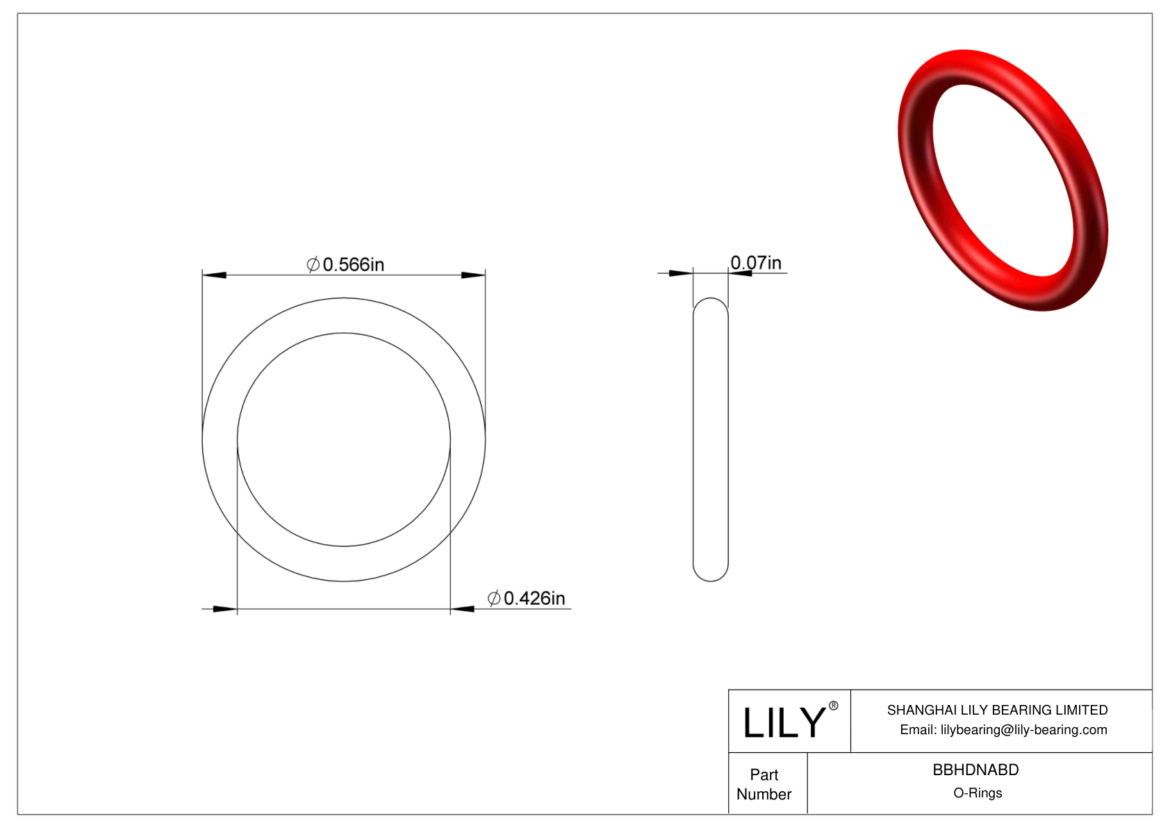 BBHDNABD High Temperature O-Rings Round cad drawing