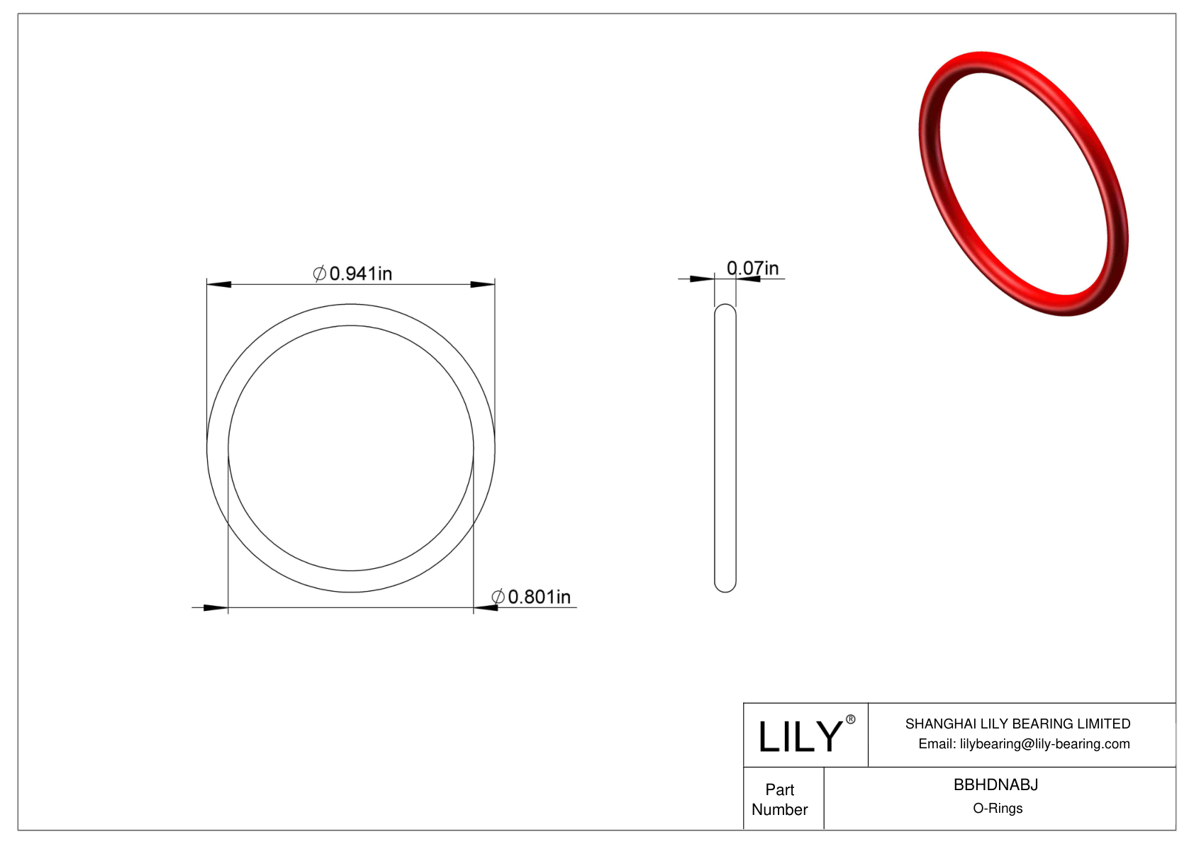 BBHDNABJ High Temperature O-Rings Round cad drawing